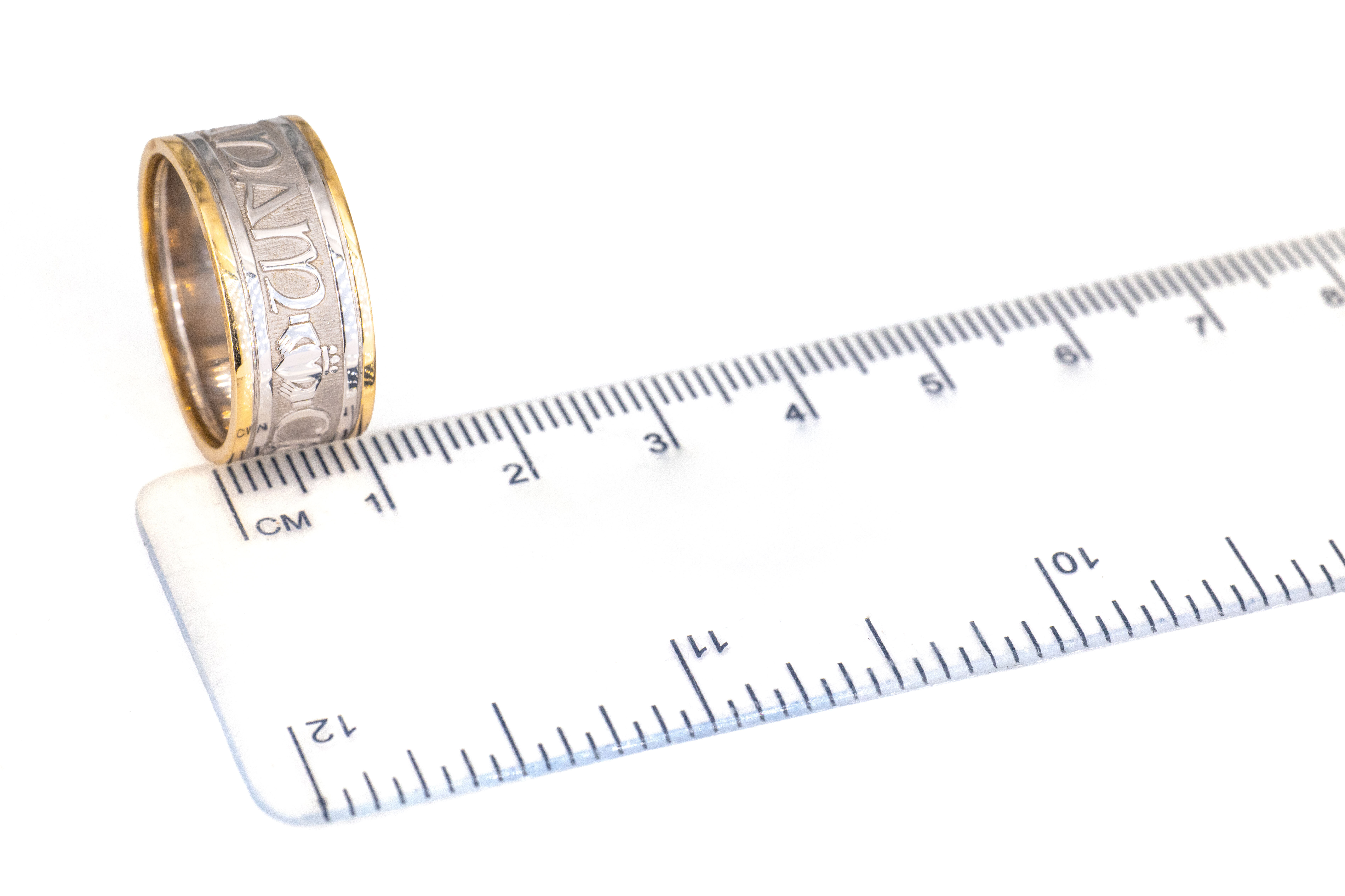 Mens Sterling Silver & 10K Yellow Gold Mo Anam Cara Ring. Picture For Scale.