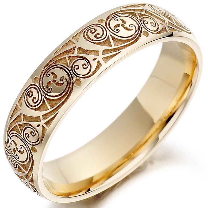 Triskele 7.0mm Ring in Real 22K Yellow Gold
