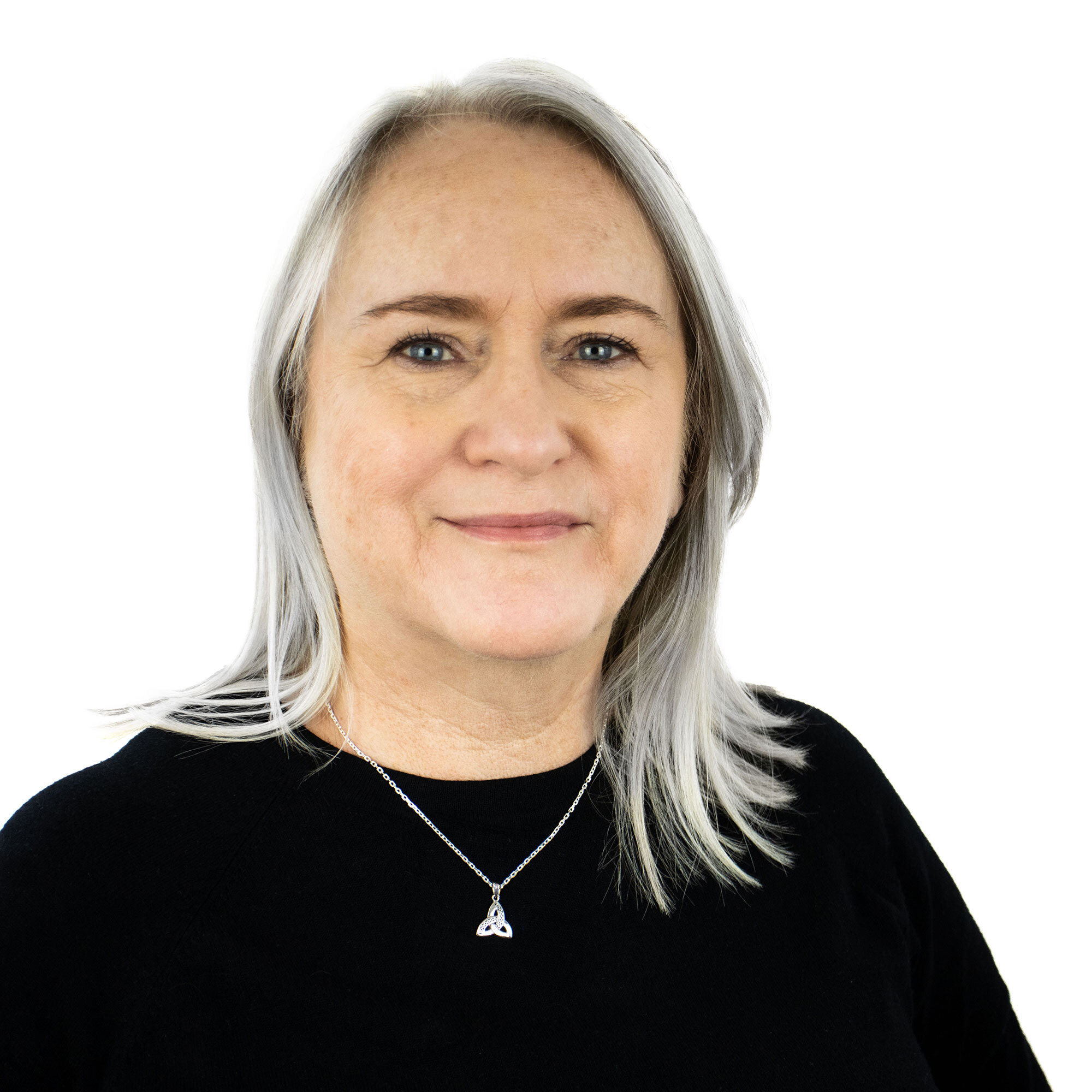 Genuine Sterling Silver Trinity Knot Necklace For Women - Model Photo