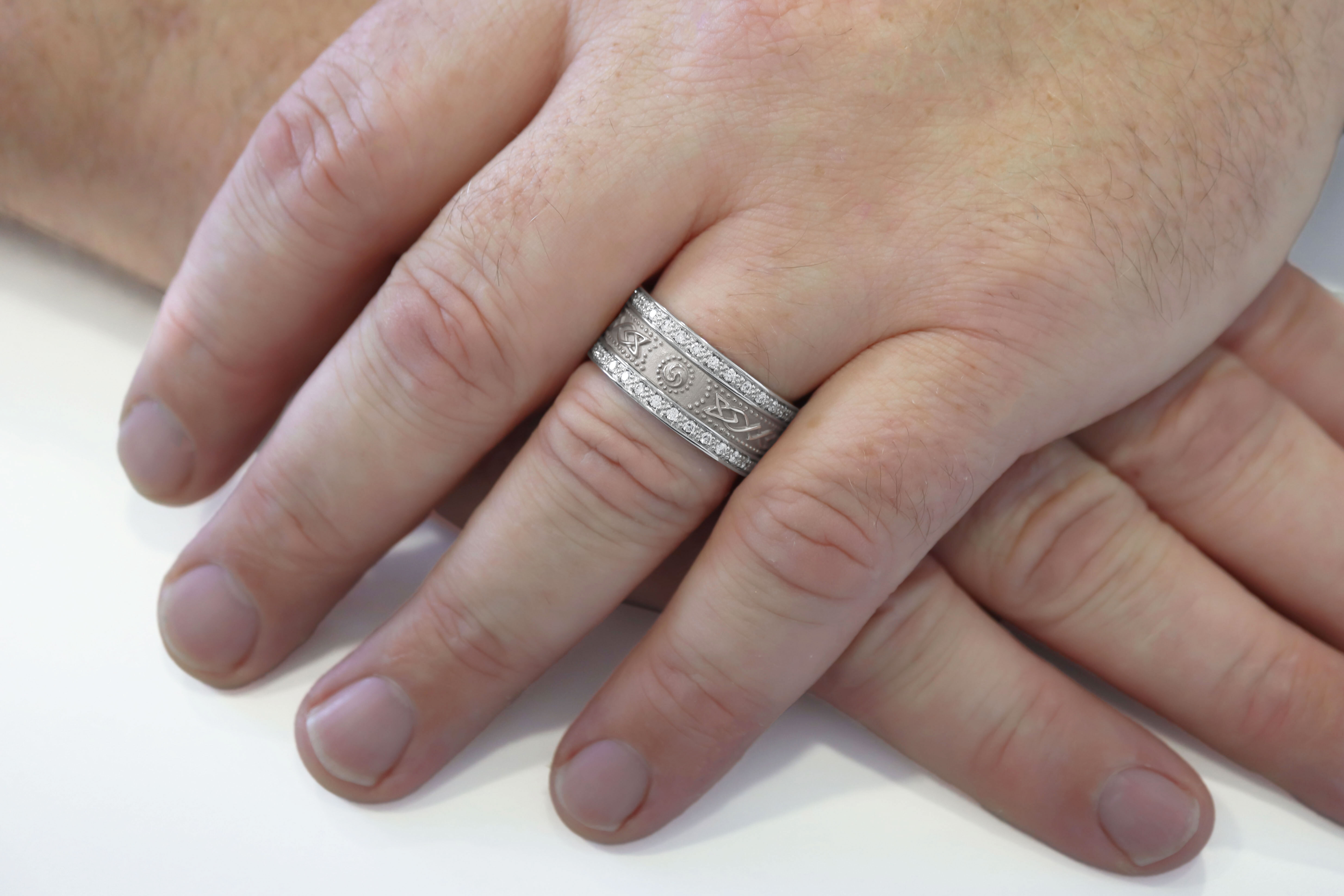 Authentic Platinum Ardagh Chalice 8.7mm Ring For Women - Model Photo