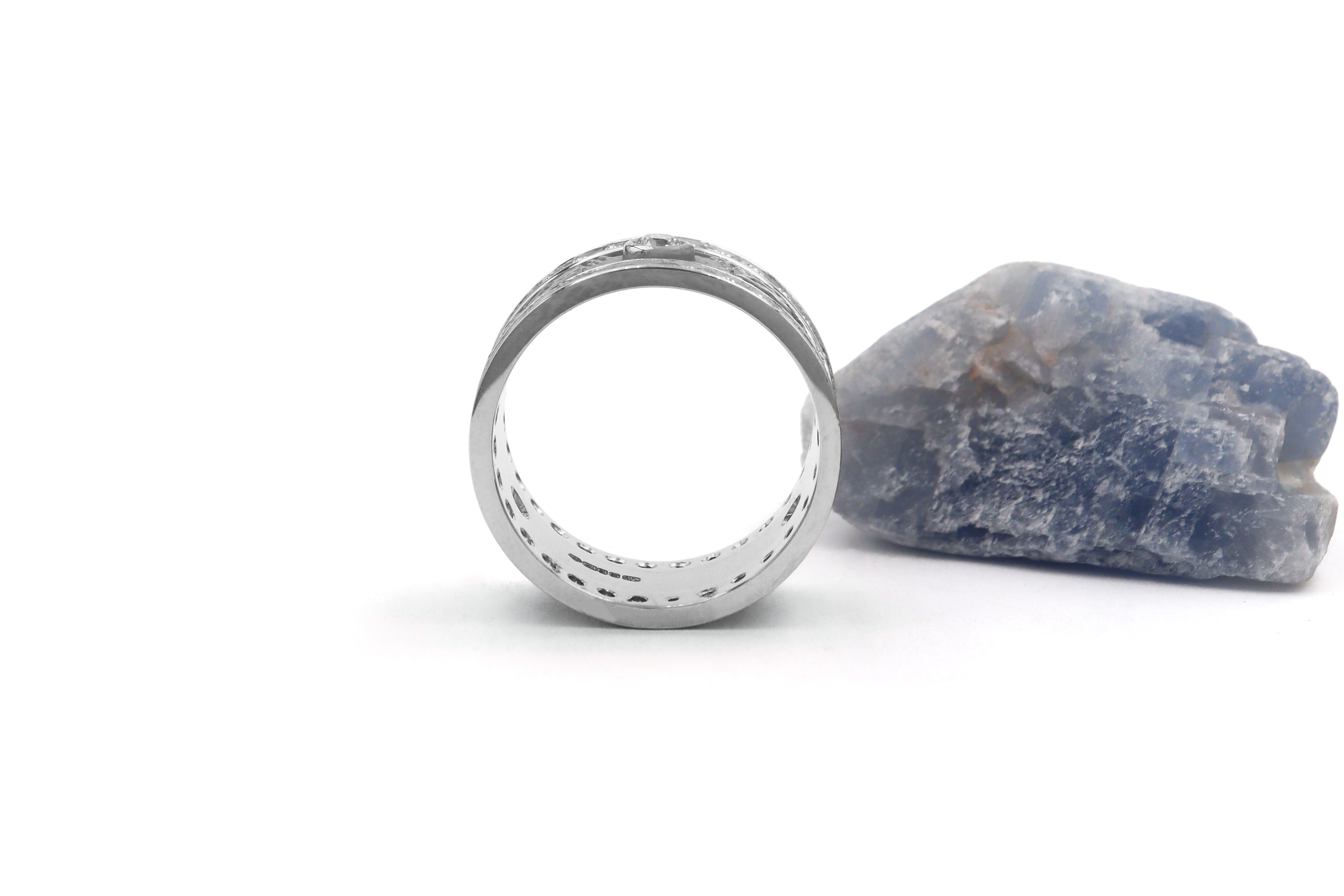 Authentic Platinum Celtic Knot & Ardagh Chalice Ring For Women With a Florentine Finish. Side View.