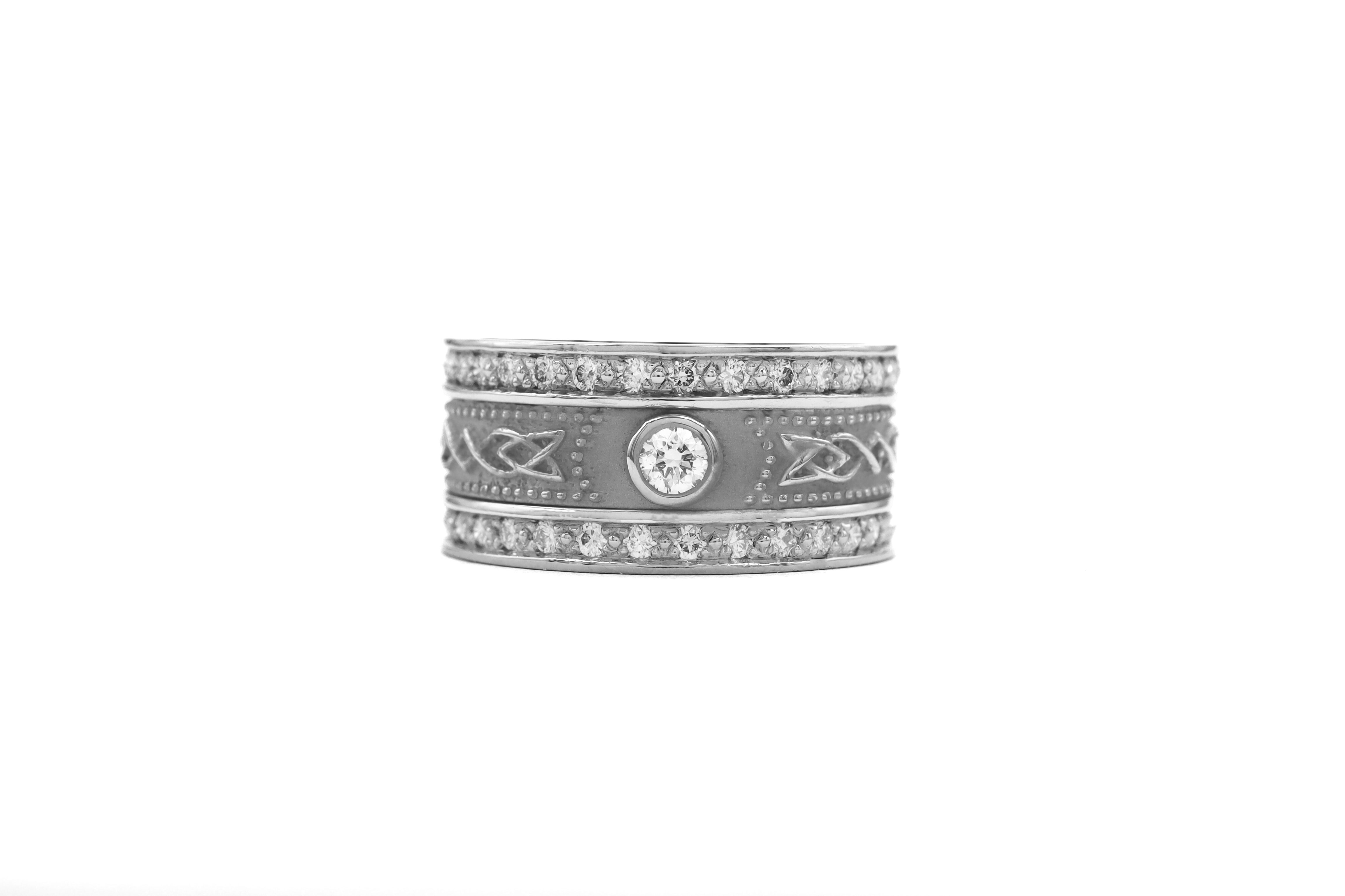 Womens Florentine Platinum Celtic Knot 9.5mm Ring