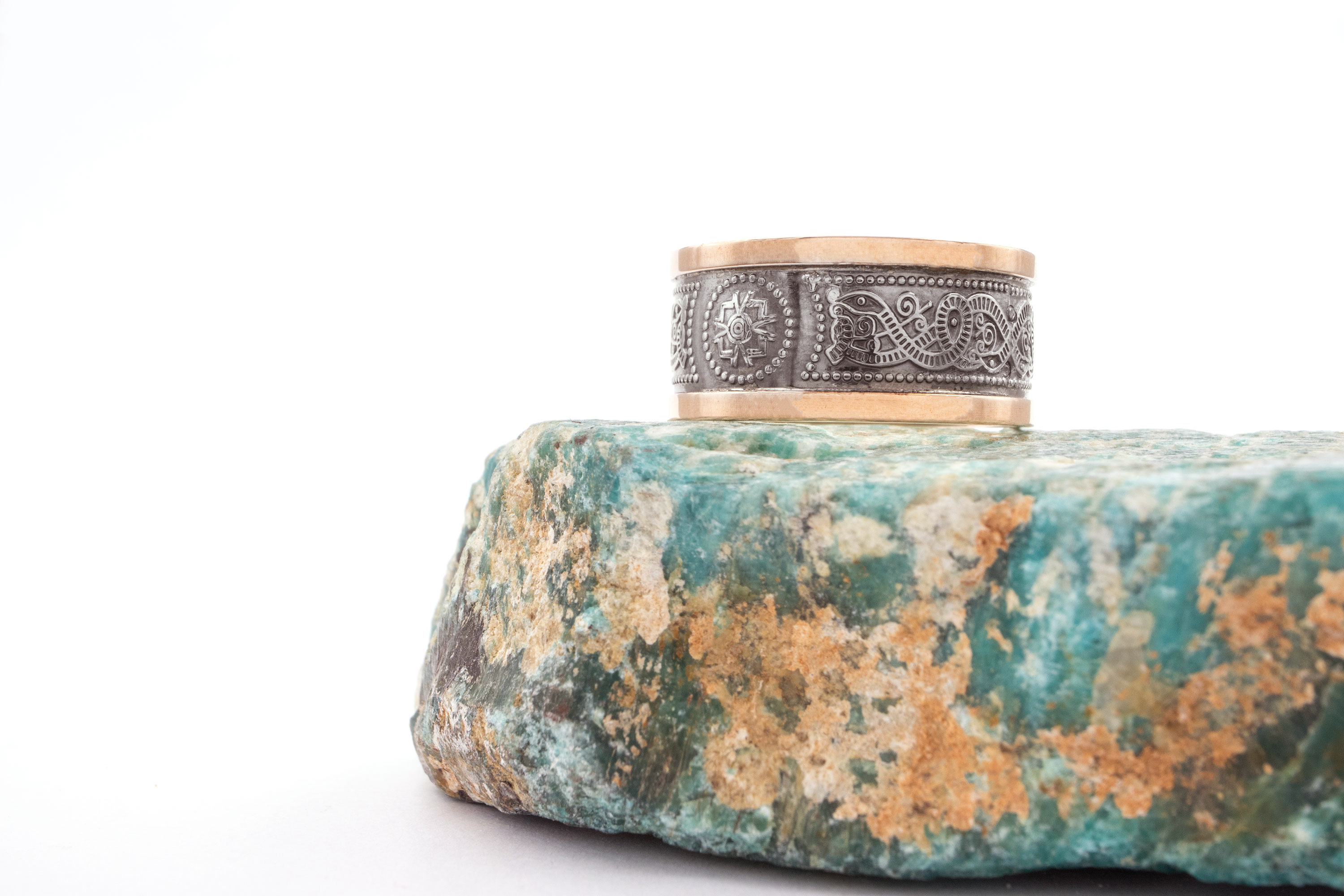 Genuine Sterling Silver & 10K Rose Gold Ardagh Chalice & Celtic Knot Ring With a Oxidised Finish