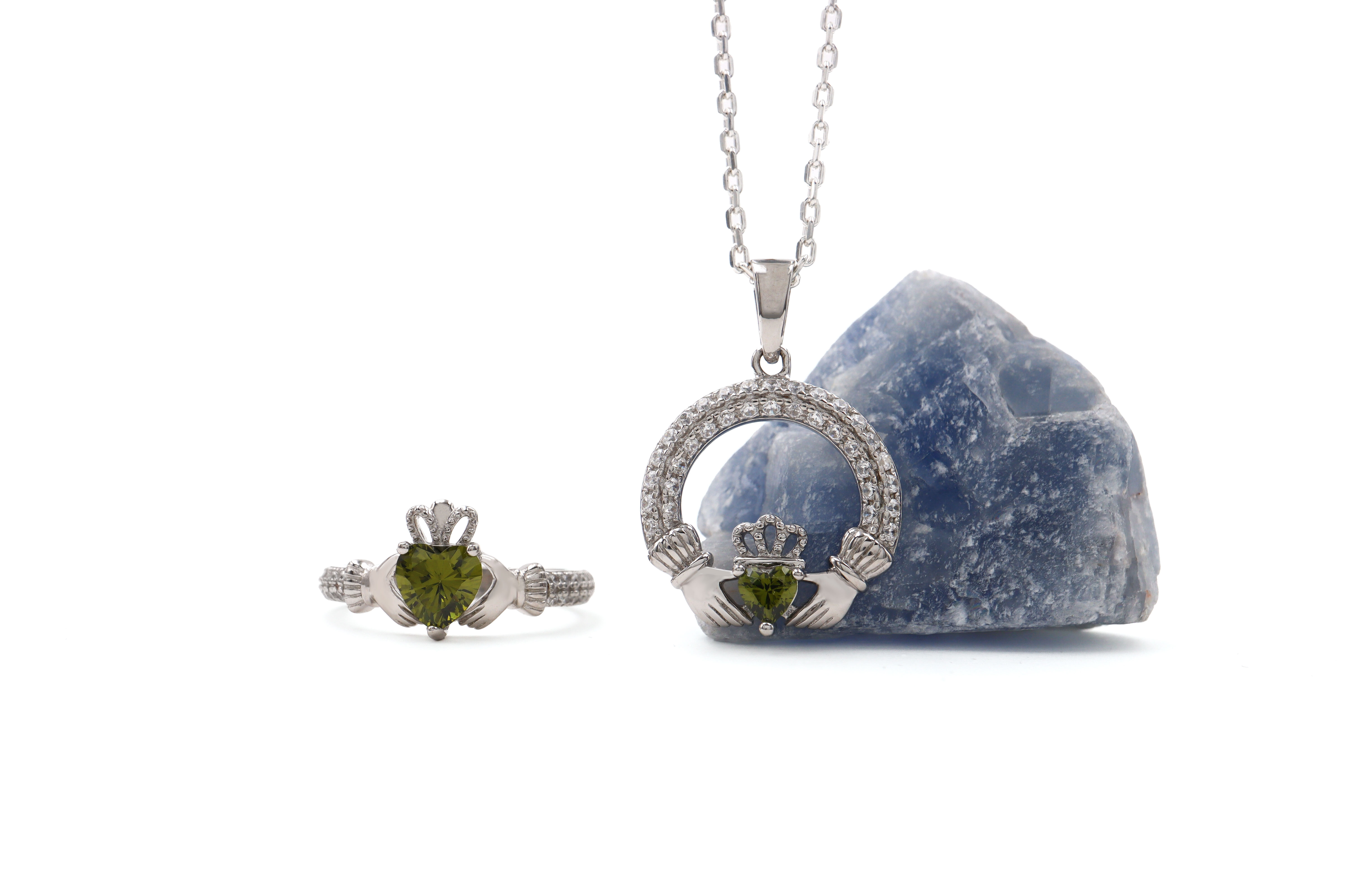 Womens August Birthstone Necklace in Sterling Silver