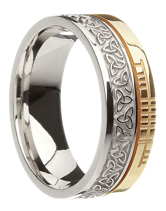10K 2 Color Gold Ogham Faith Trinity Knot Ring