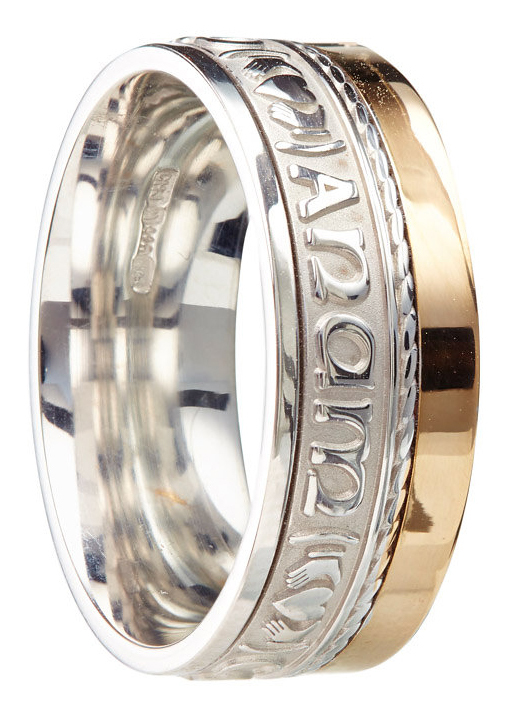 Sterling silver & 10k Gold Mo Anam Cara Ring with Claddagh