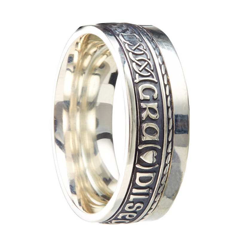Irish Sterling Silver Gaelic Ring With a Oxidized Finish