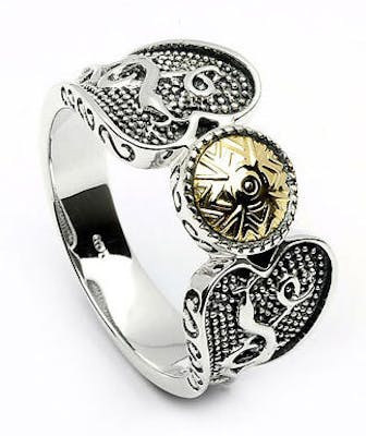 Silver Oxidised Viking Ring with 18K Gold Bead