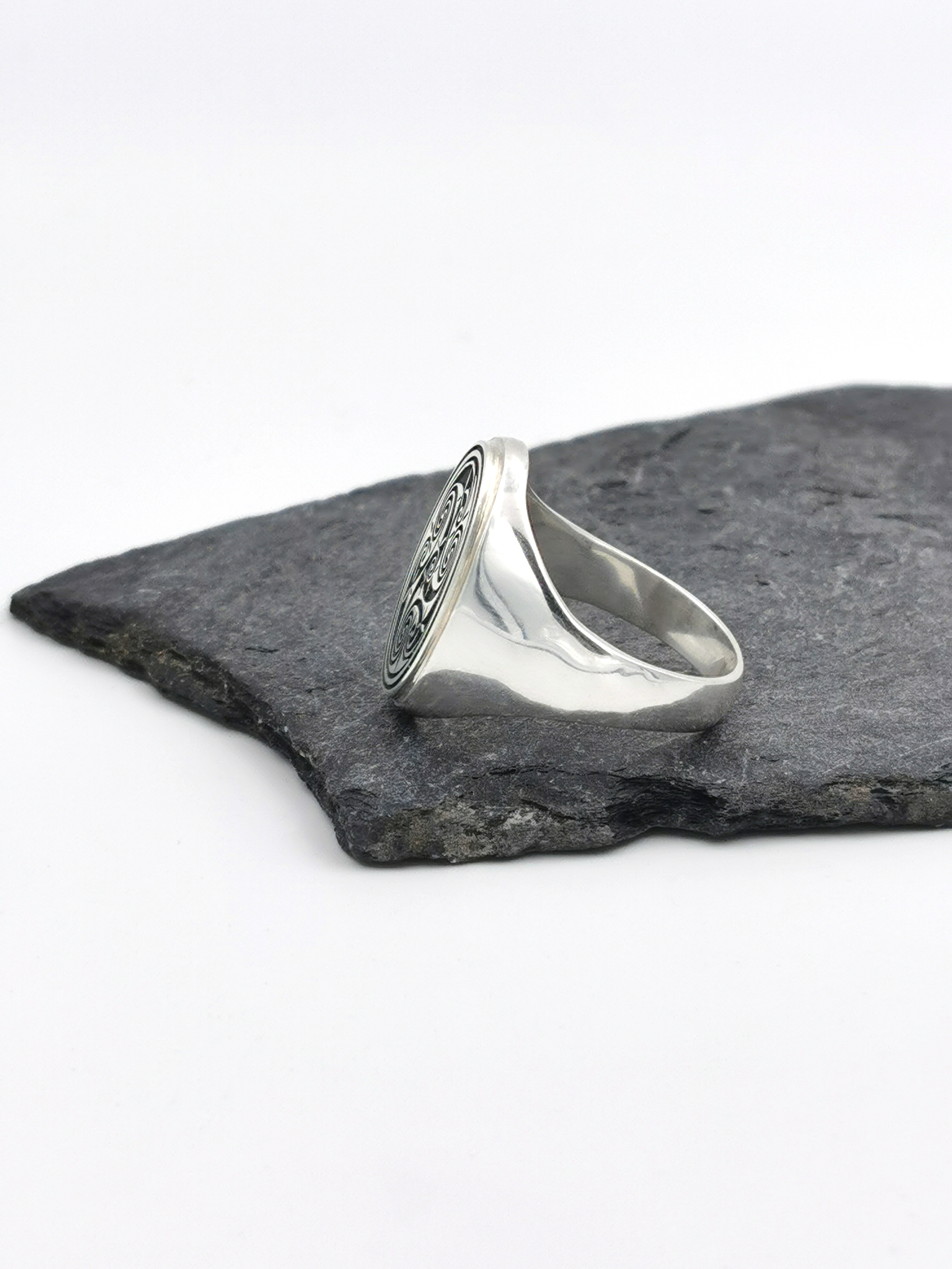Mens Sterling Silver Triskele & Celtic Knot Ring