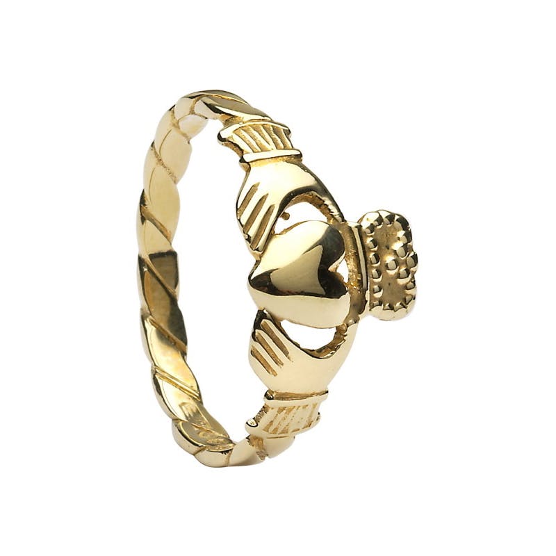 Womens Claddagh 2.0mm Ring in Yellow Gold