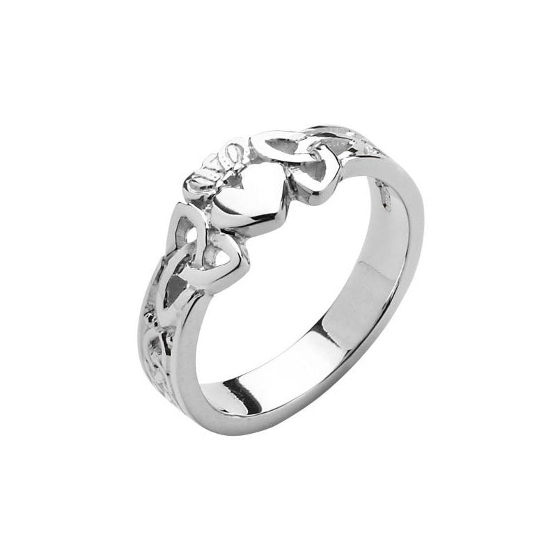 Womens Real White Gold Celtic Knot 7.0mm Ring