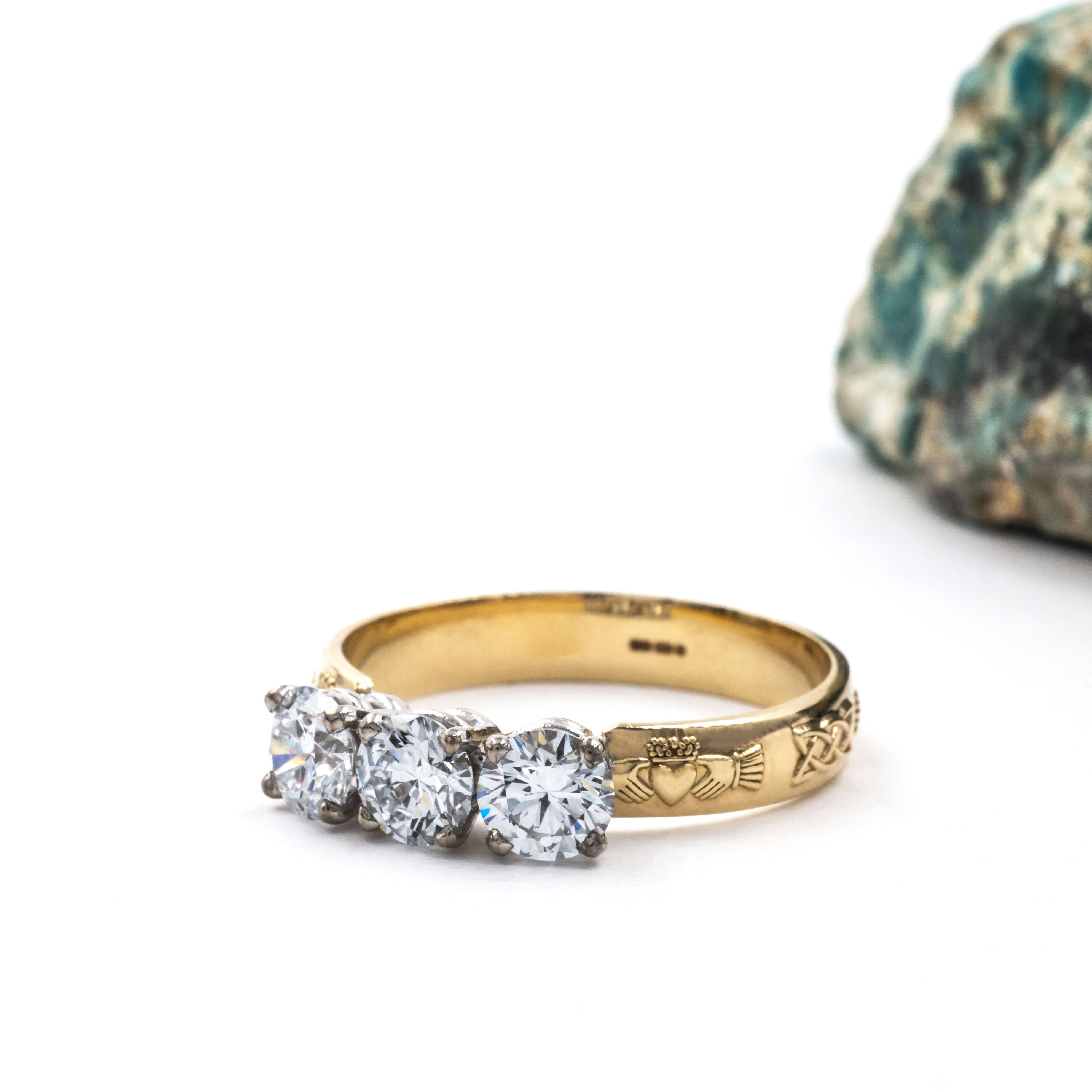 Claddagh Celtic Three Stone Ring