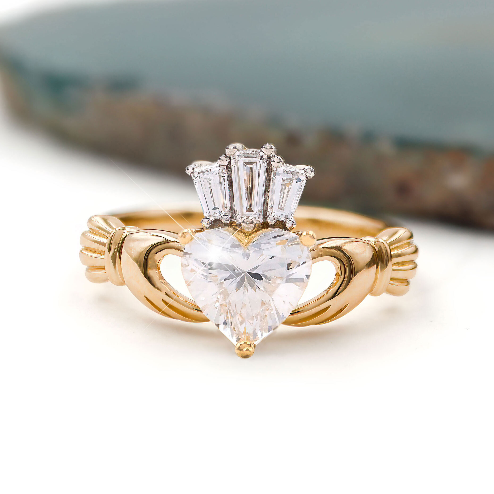 Diamond Crown Claddagh Ring