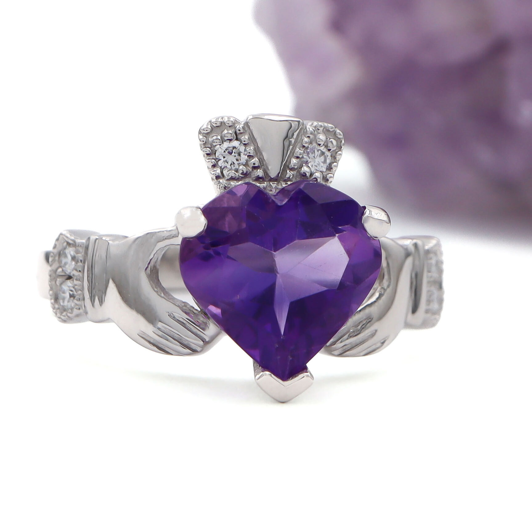 3ct Amethyst Claddagh Ring