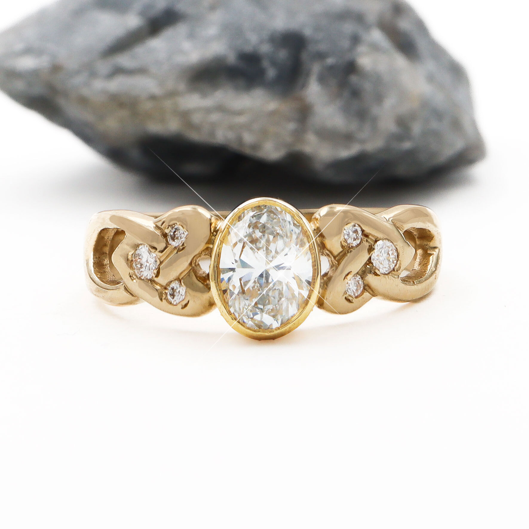 Bezel Set Oval Diamond Trinity Knot Ring, From… | My Irish Jeweler