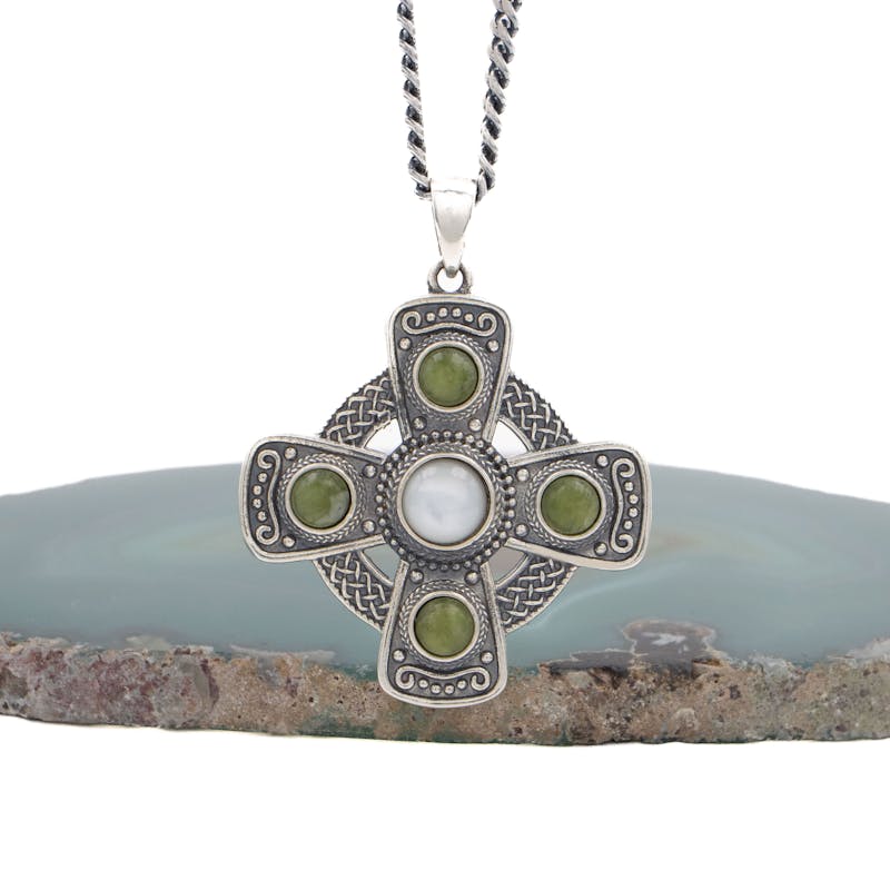 Connemara Marble Celtic Wheel Cross Necklace, From… | My Irish Jeweler