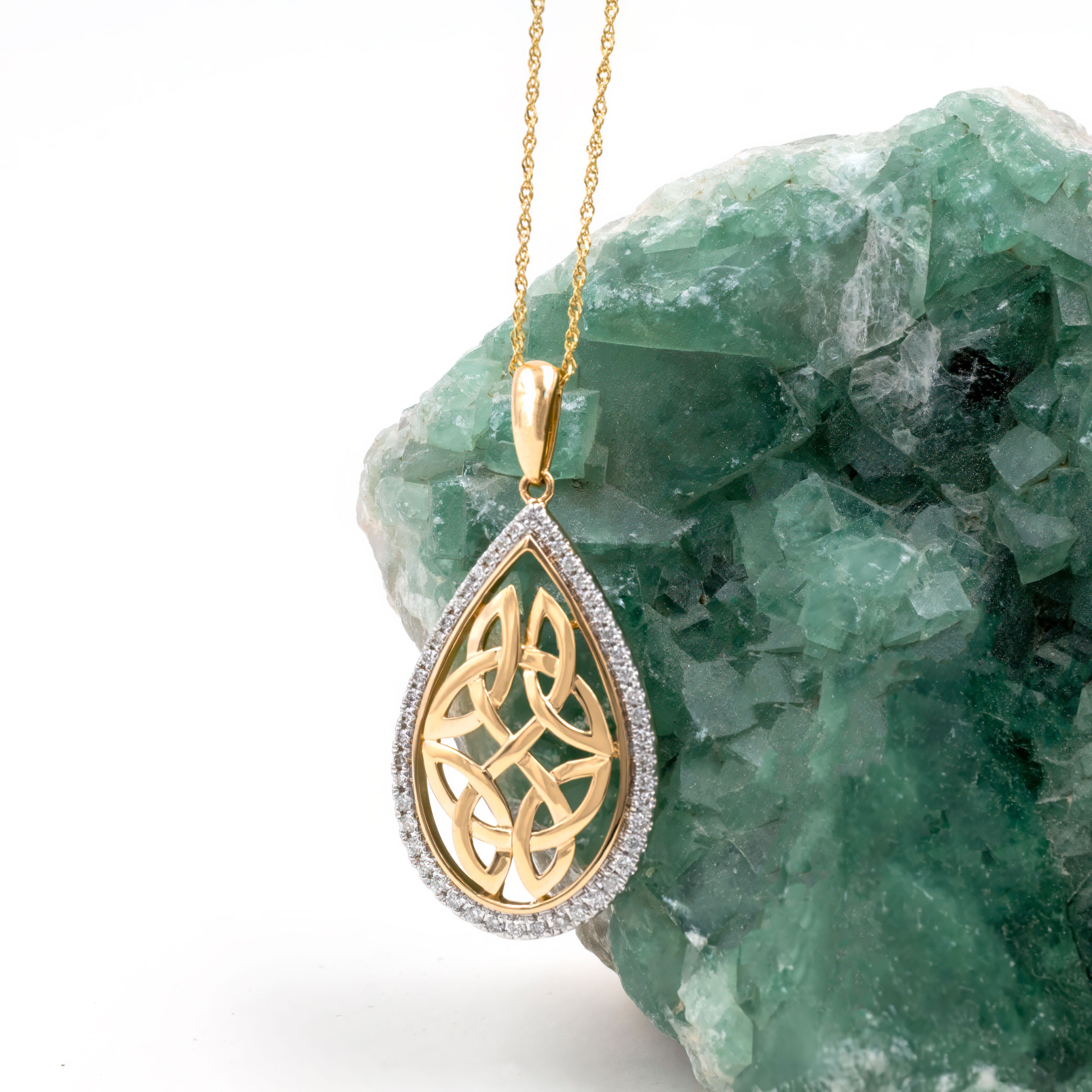 Diamond Tear Drop Celtic Knot Necklace