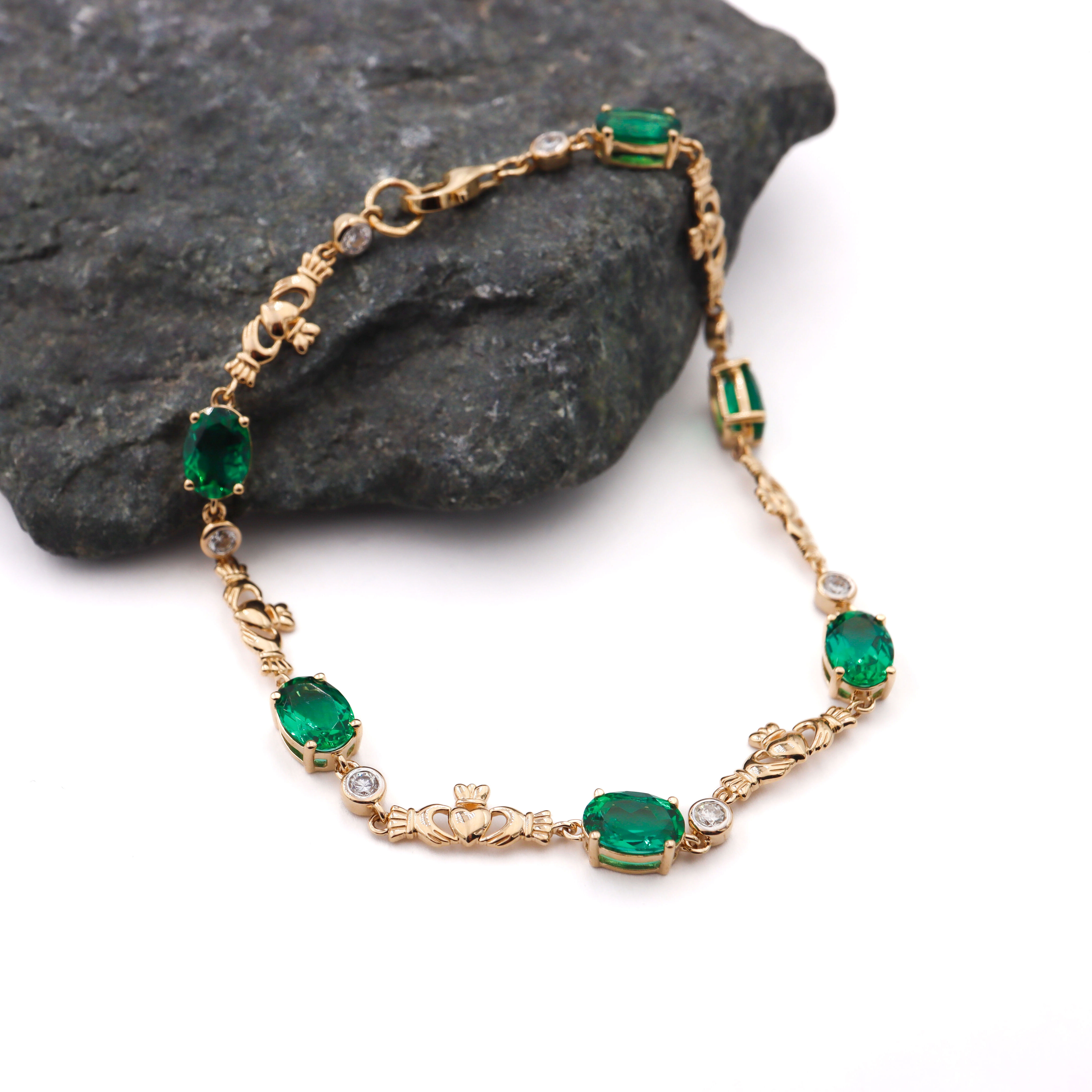 Emerald & diamond Claddagh bracelet