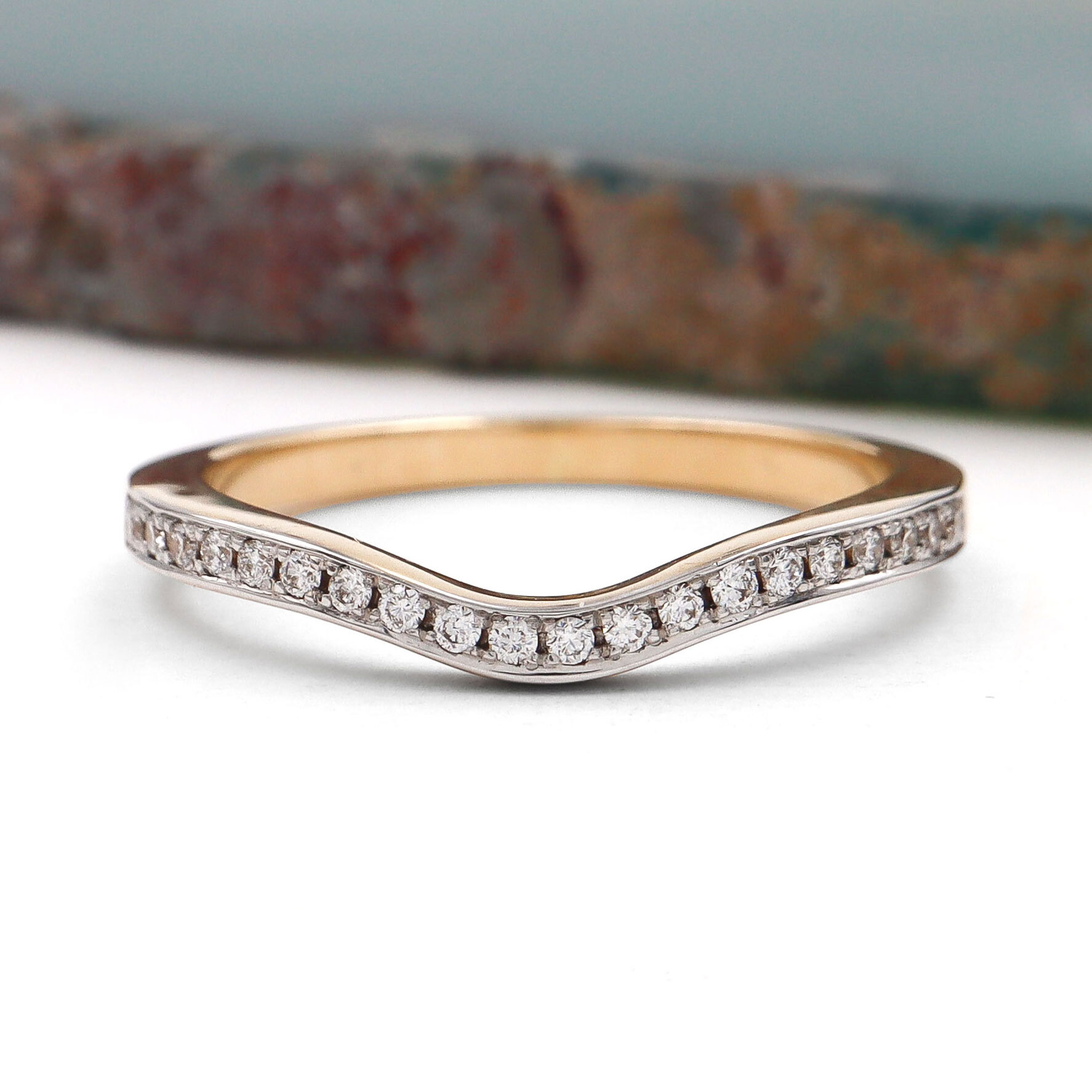 CROP Fitted Diamond wedding band 14k Yellow Gold Sku 25164