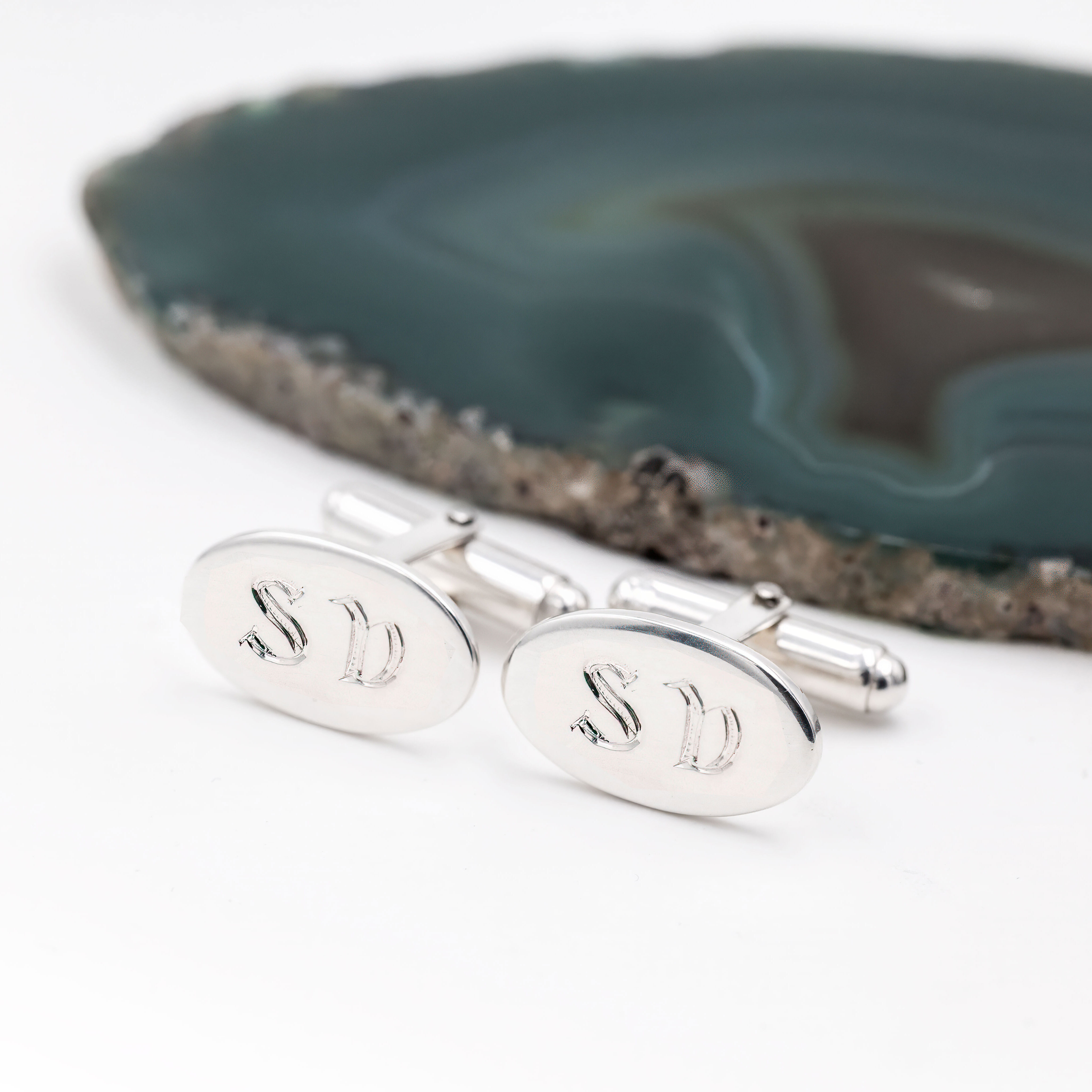Hand Engraved Personalized Gaelic Initial cufflinks