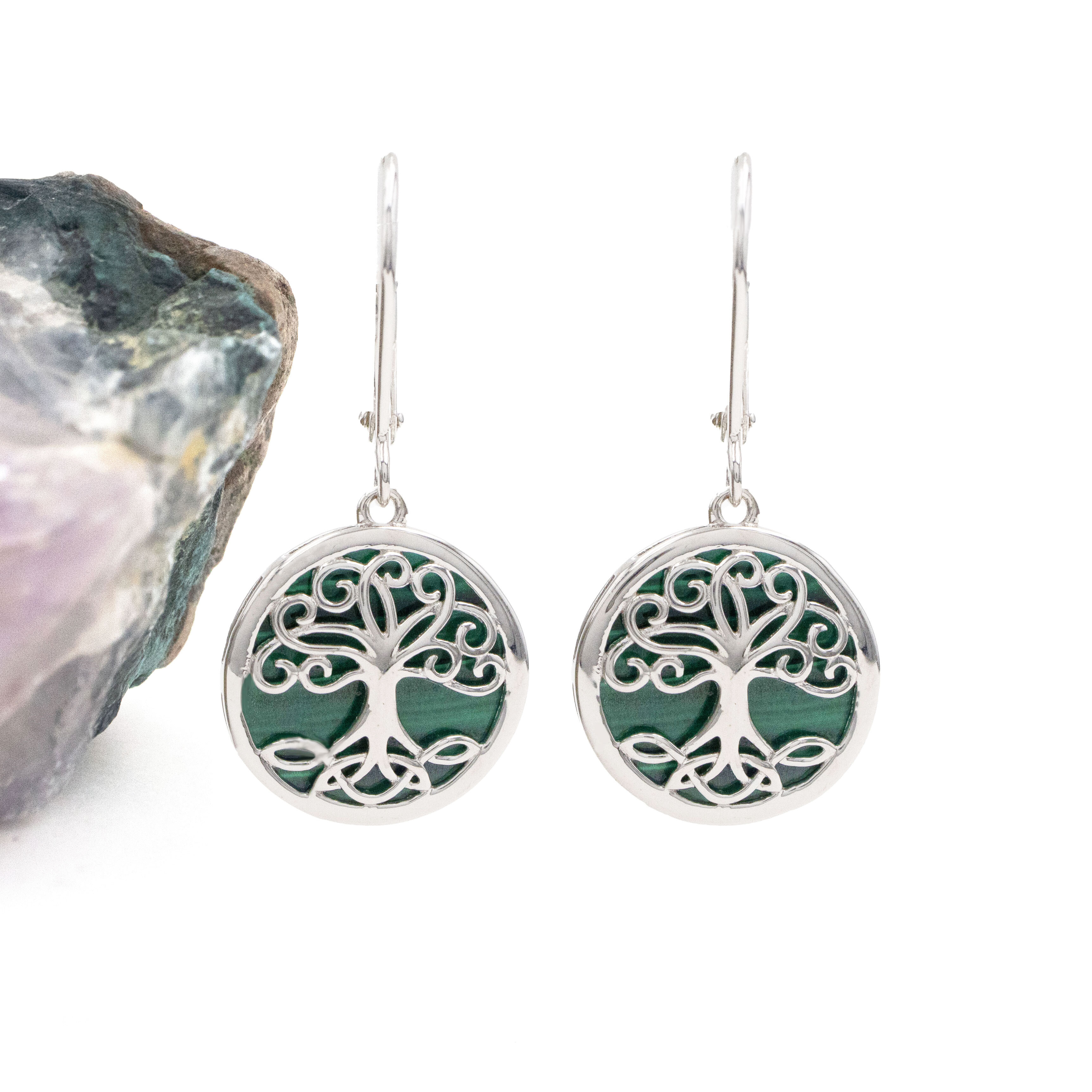 Malachite Tree Of Life Earrings