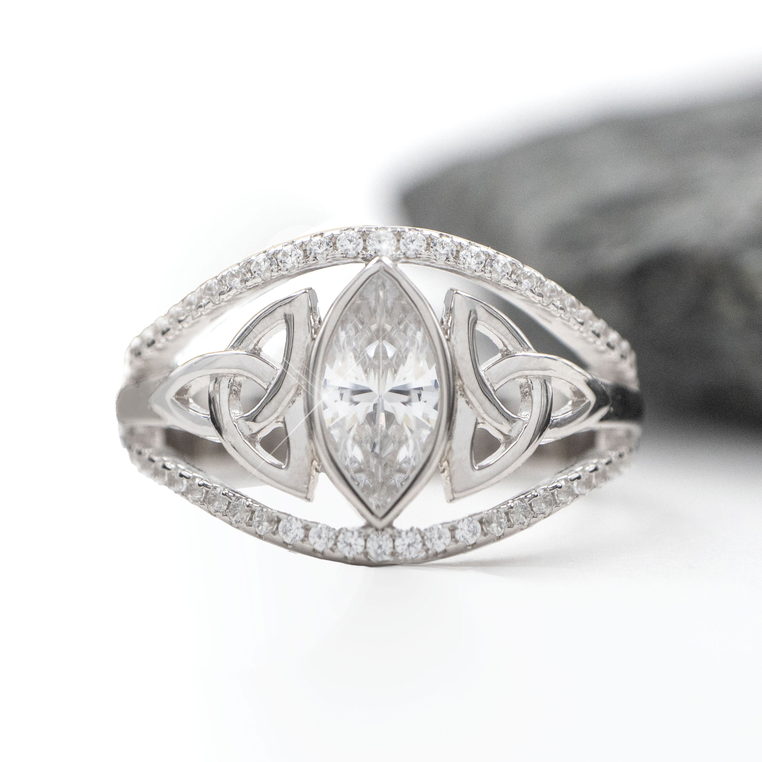 Marquise CZ trinity Knot Ring