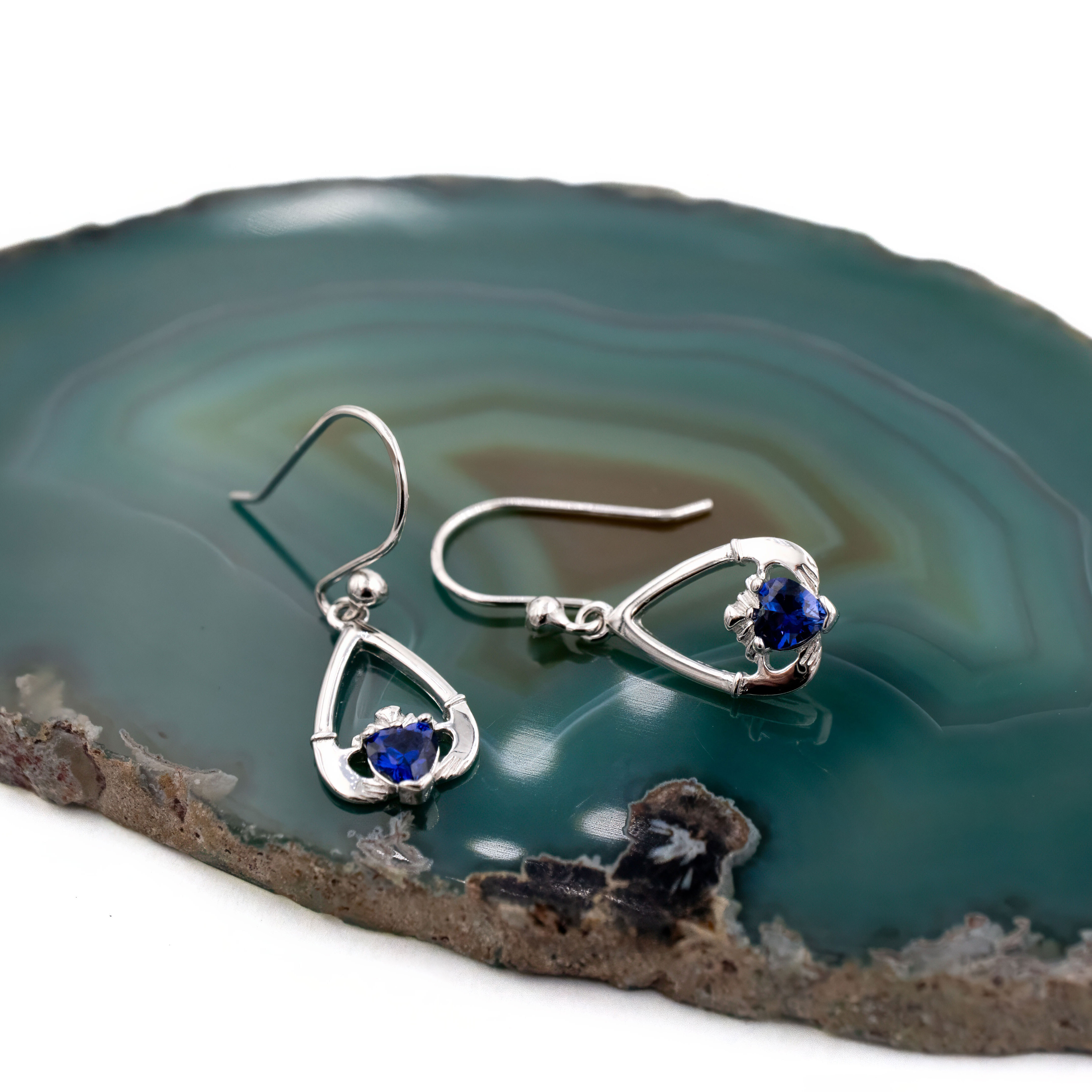 Gorgeous Sterling Silver September Birthstone Gift Set For Women With a Polished Finish. Side View.