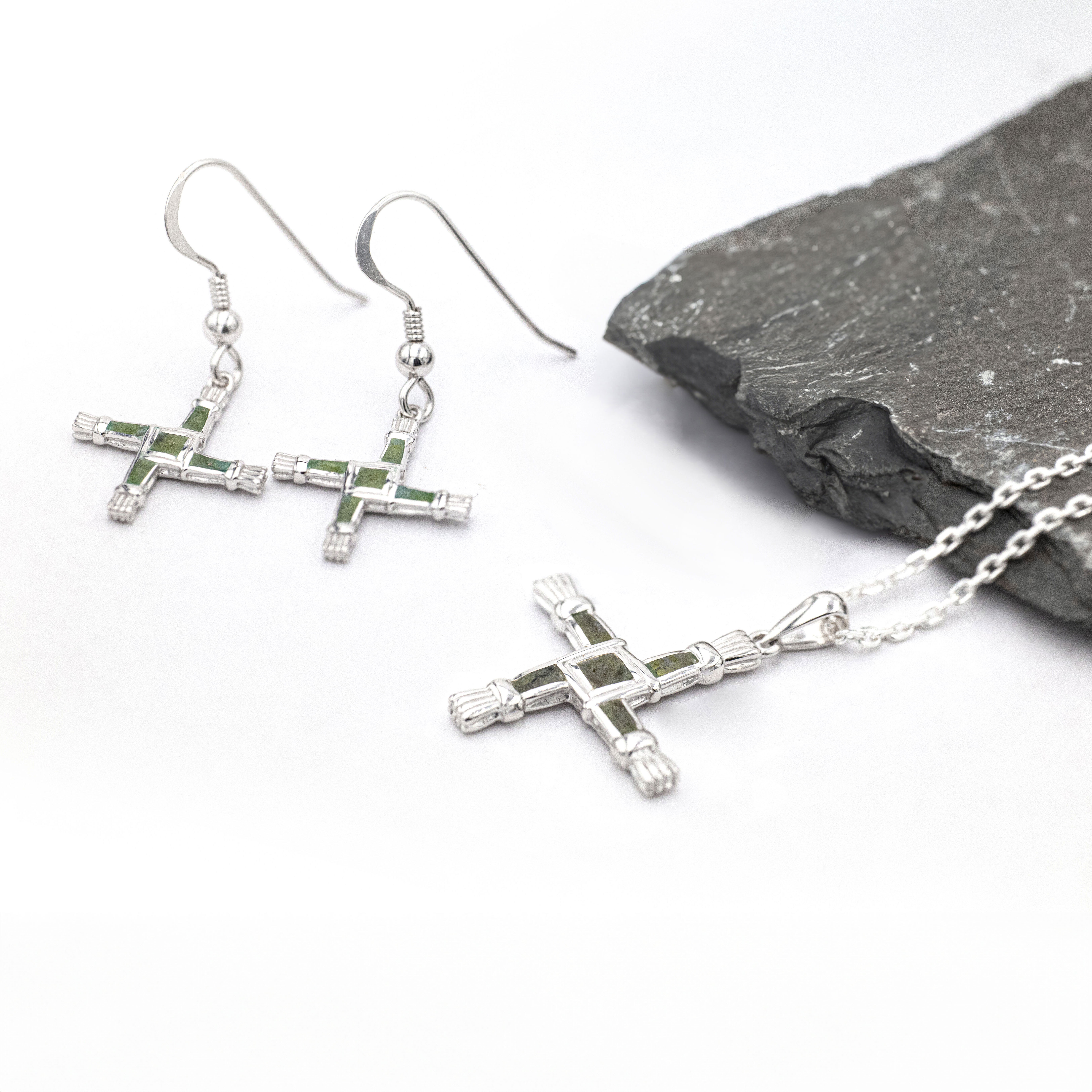 Sterling Silver Connemara Marble St Brigids Cross… | My Irish Jeweler