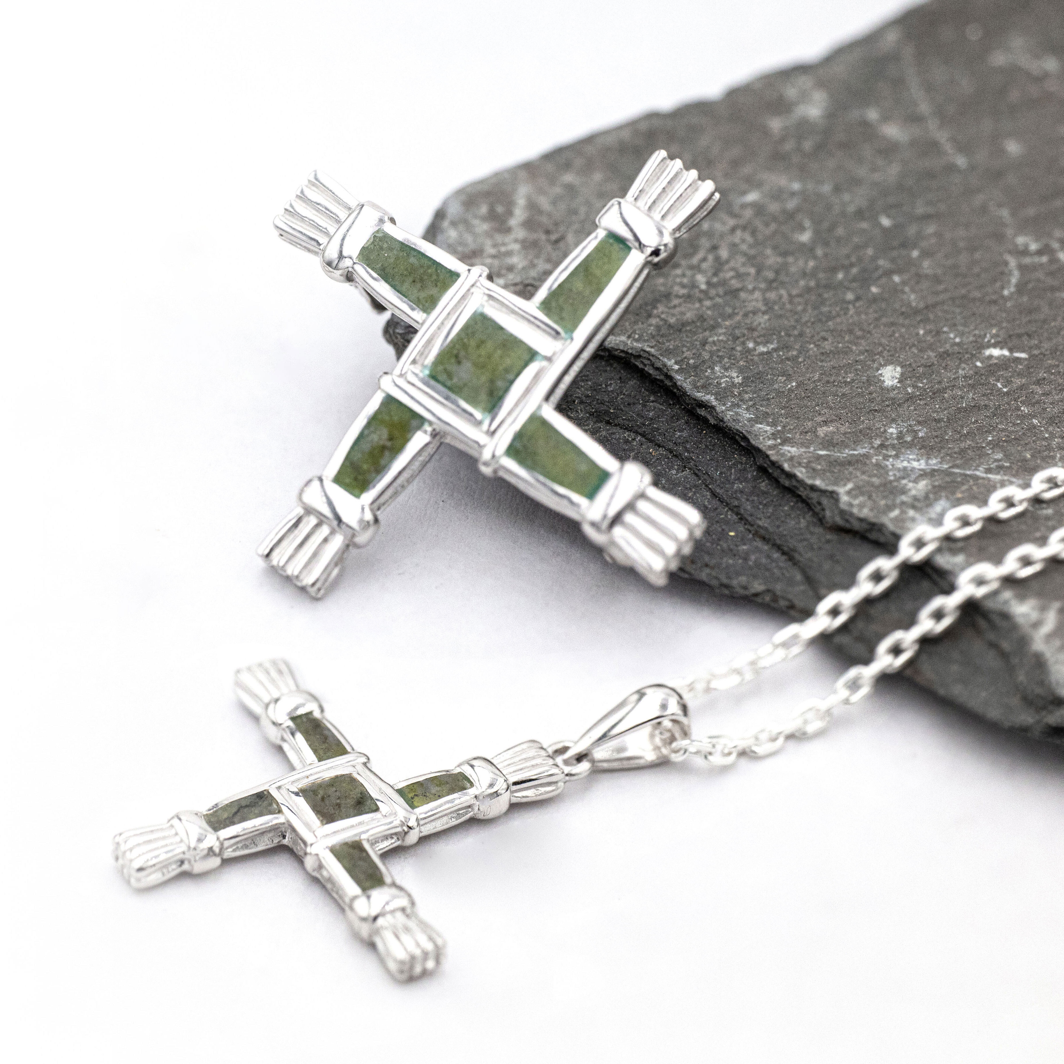 Sterling Silver Connemara Marble St Brigids Cross… | My Irish Jeweler