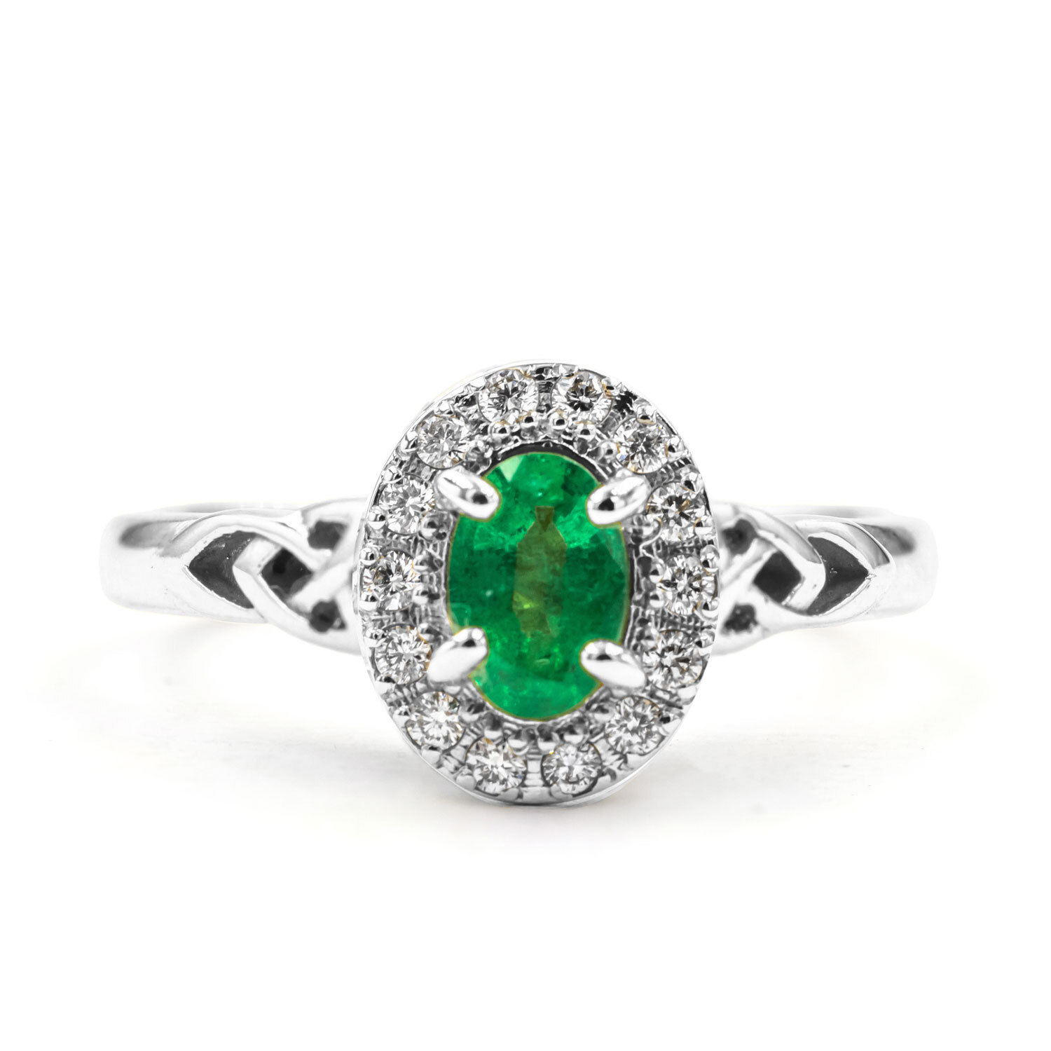 Oval Halo Trinity Knot Ring