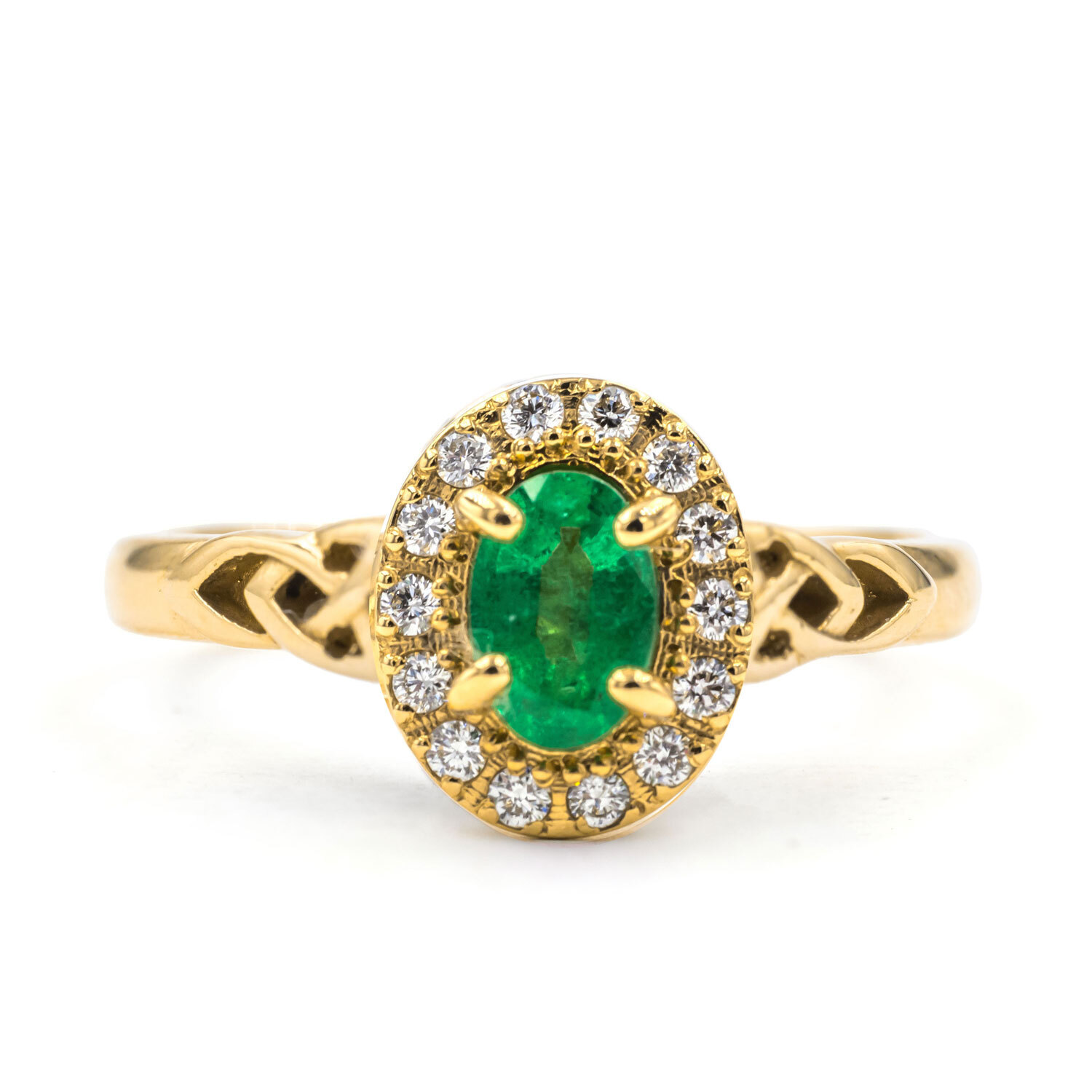 Oval Halo Trinity Knot Ring