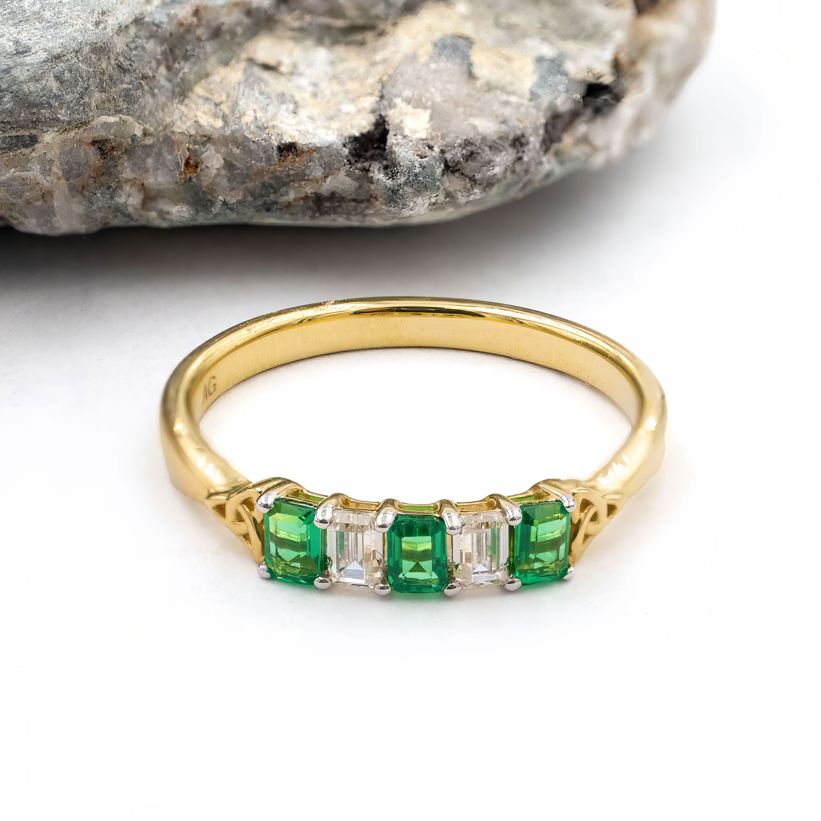 Gold Trinity Eternal Ring - Emerald Cut