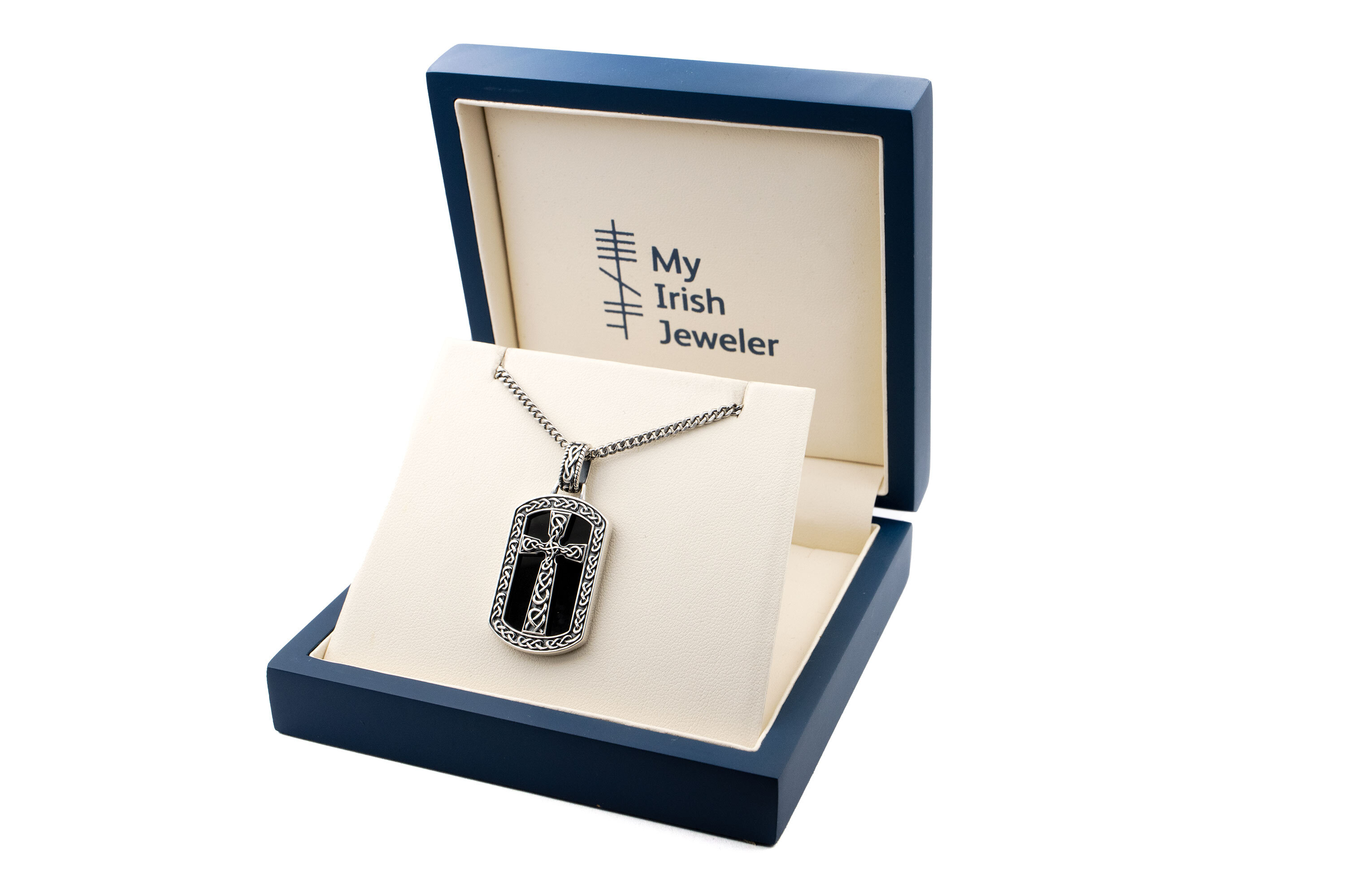 Onyx Celtic Cross Dog Tag From Ireland My Irish Jeweler