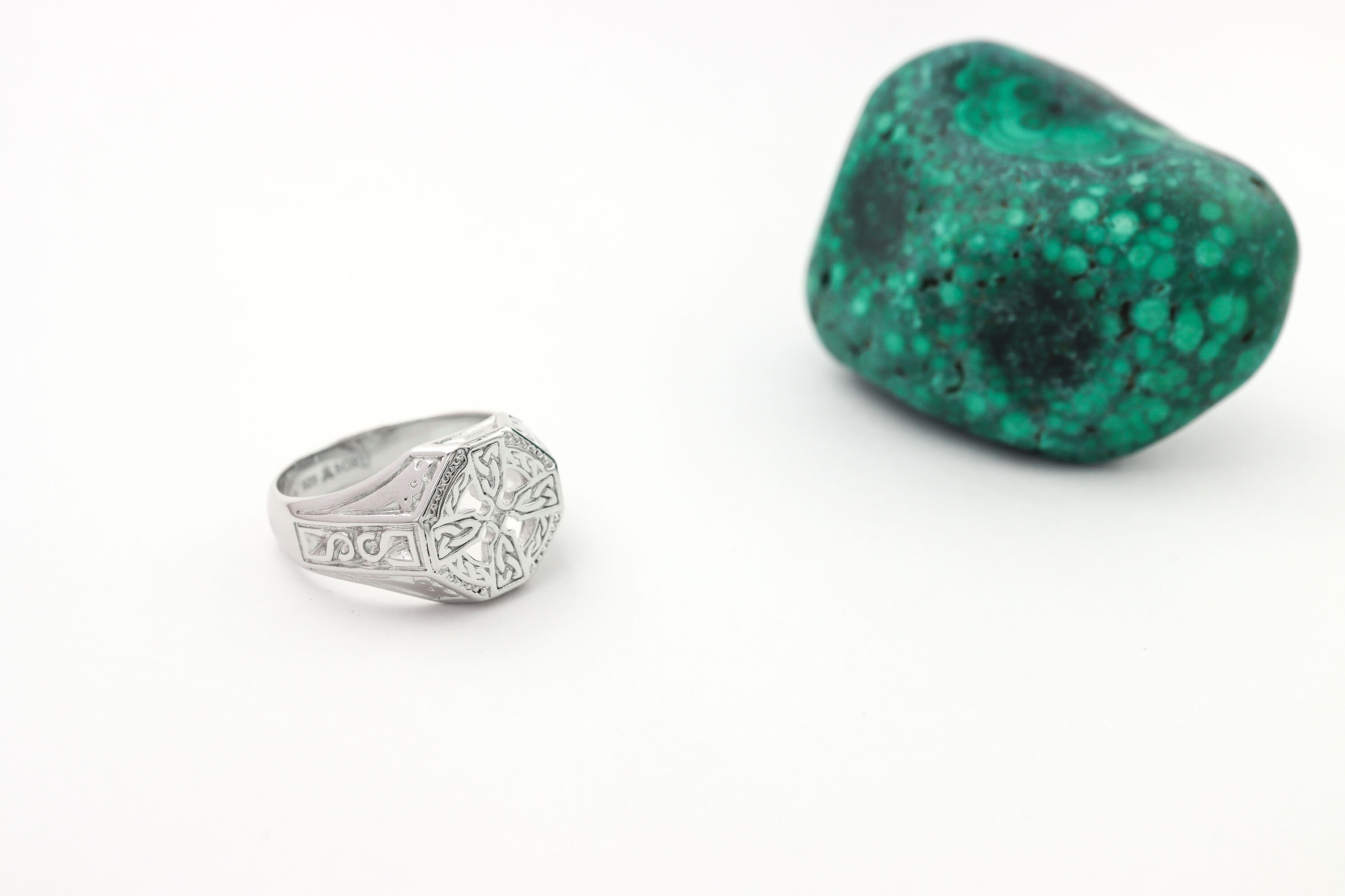 Luxurious 14K White Gold Celtic Cross 13.2mm Ring