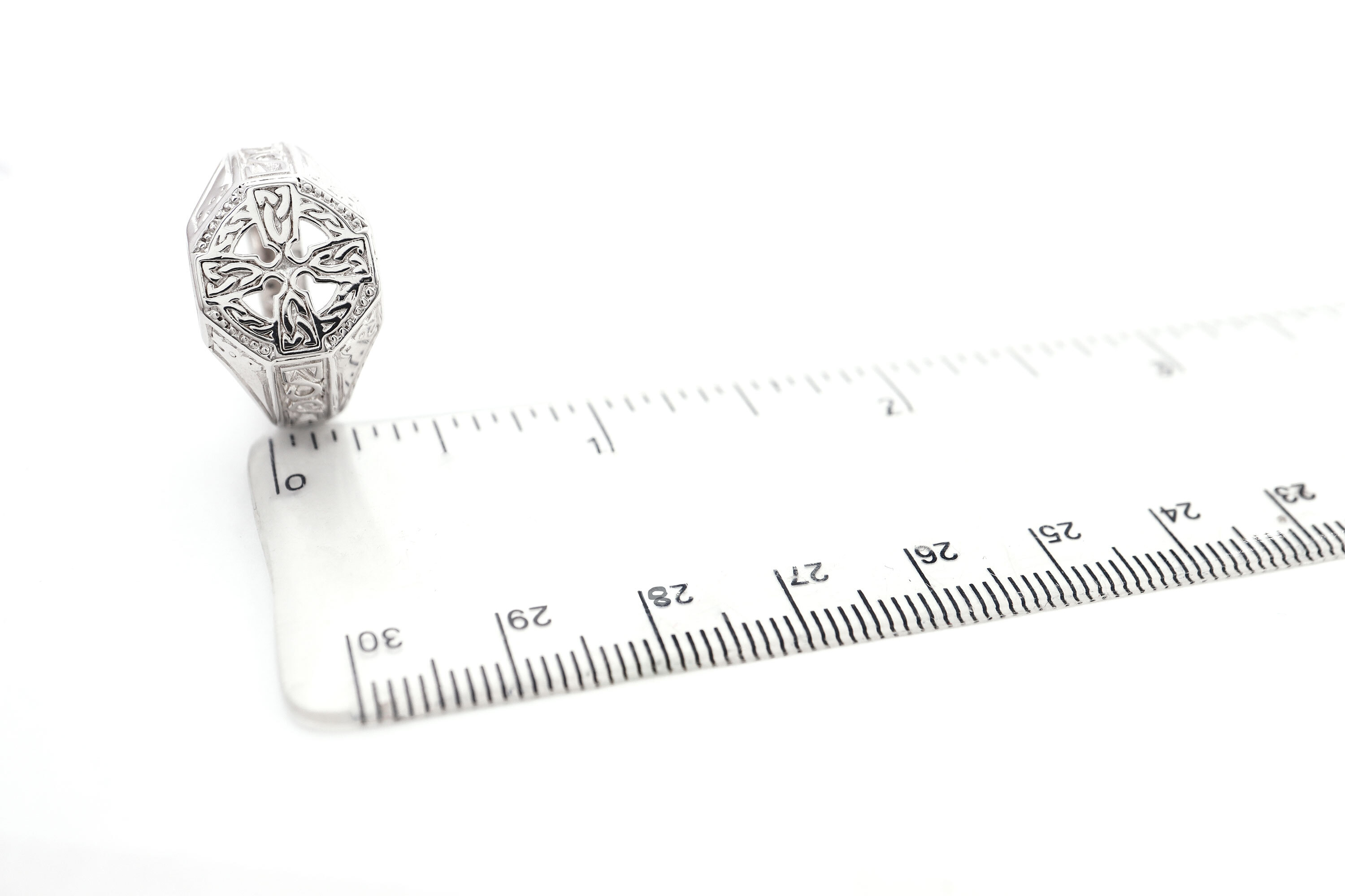 Gorgeous White Gold Celtic Cross Ring