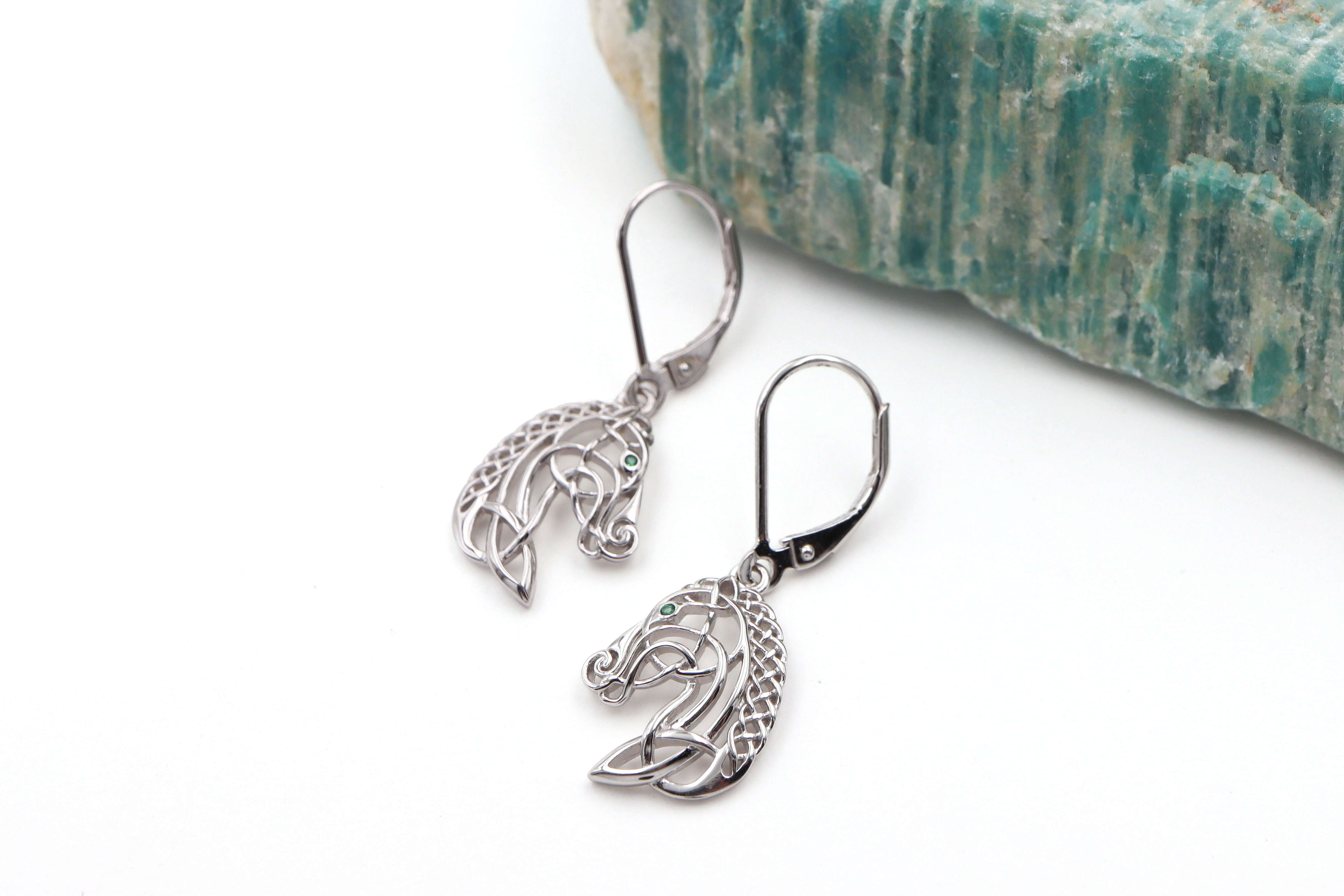 Celtic Horse Earrings Sku 25220 flat 3