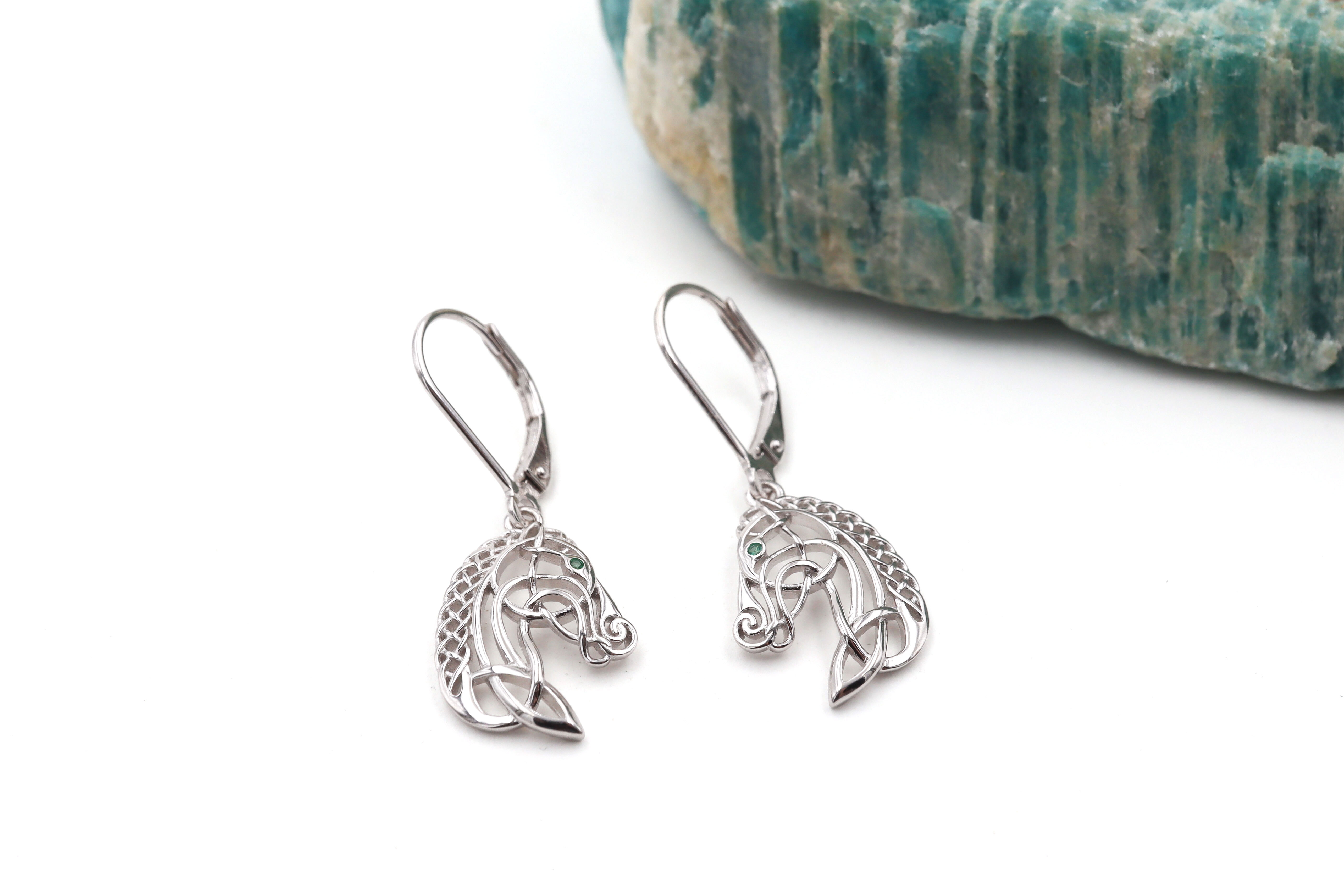 Celtic Horse Earrings Sku 25220 flat