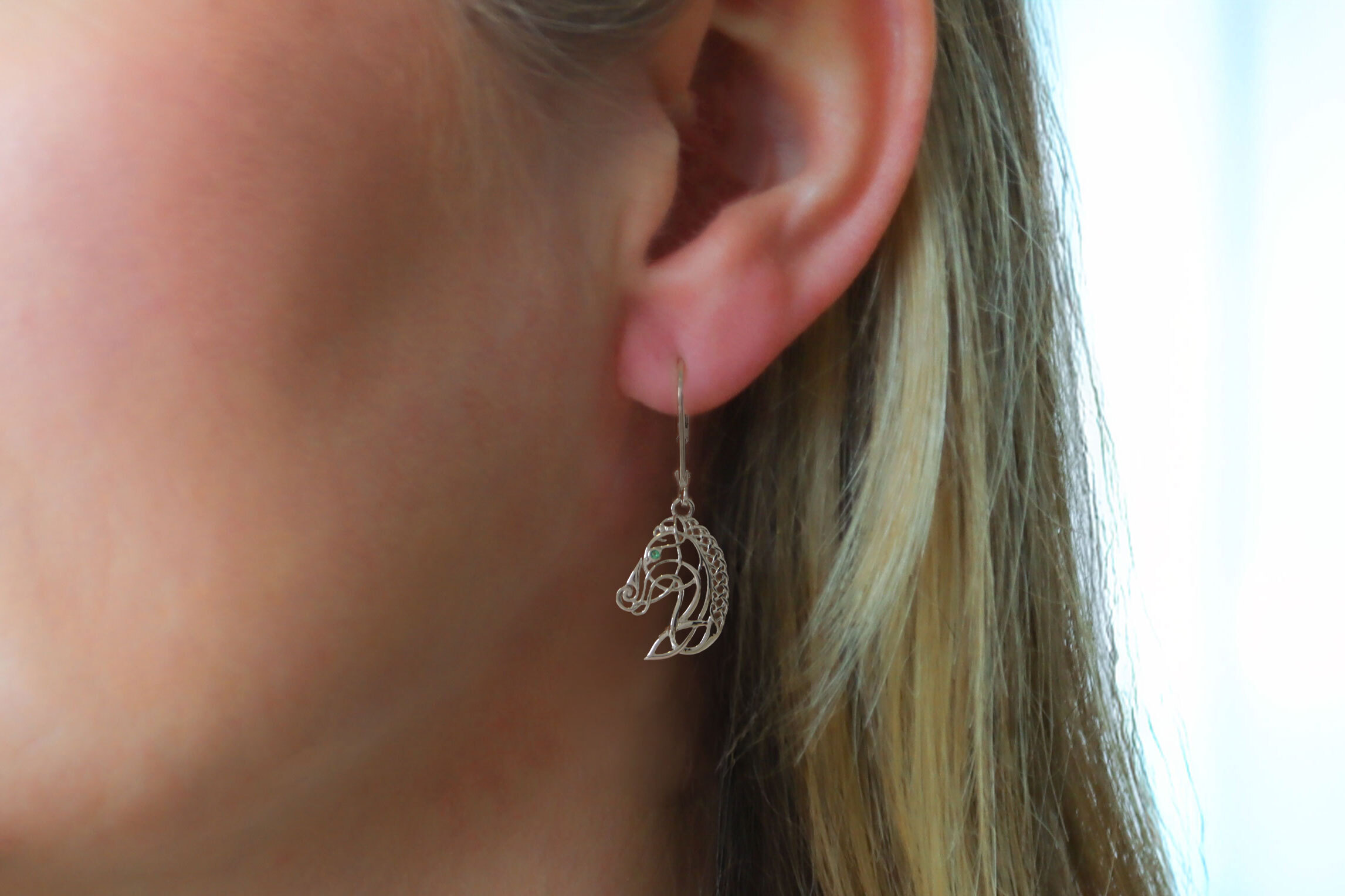 Celtic Horse Earrings Sku 25220 model