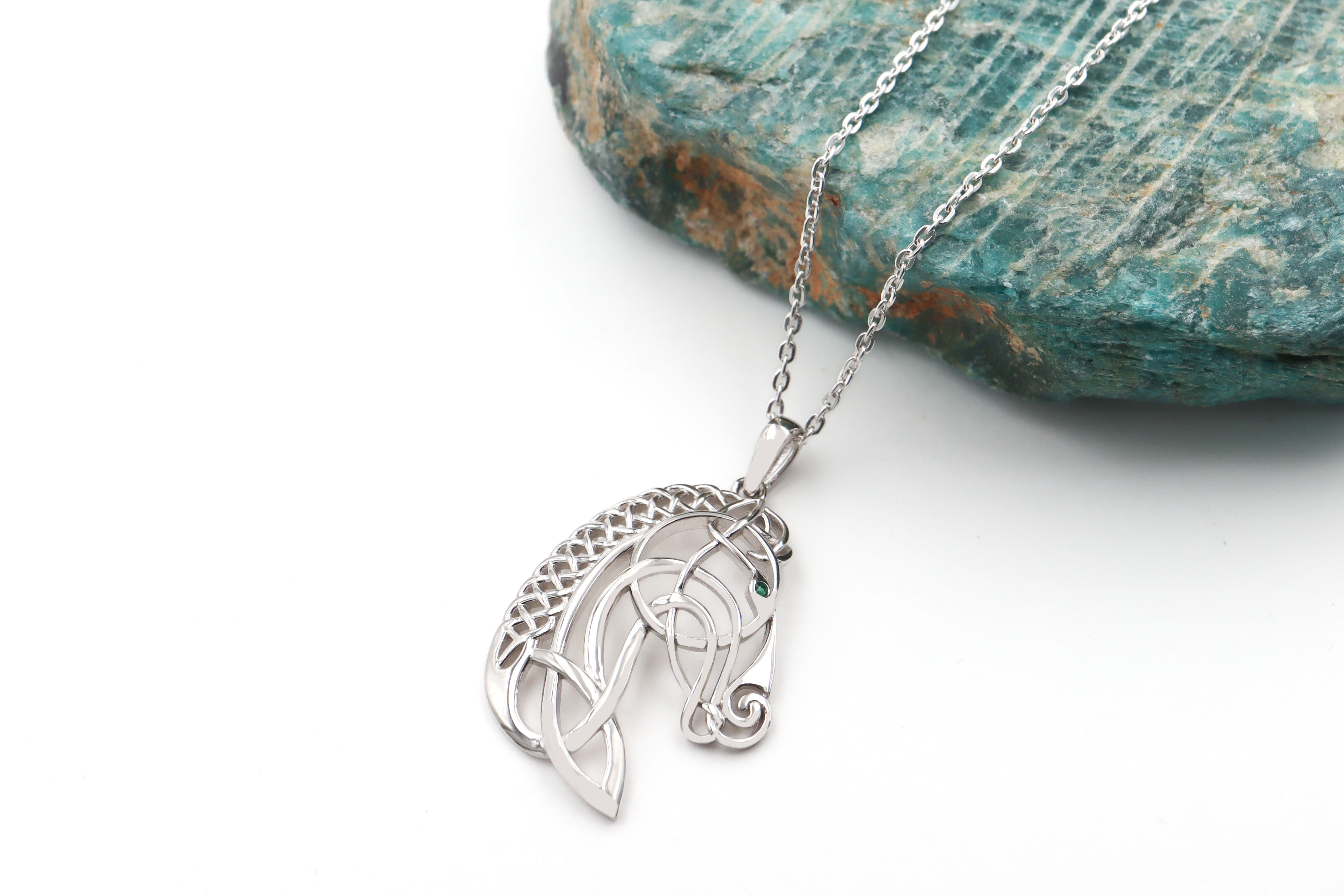 Celtic Horse Necklace Sku 25219 flat