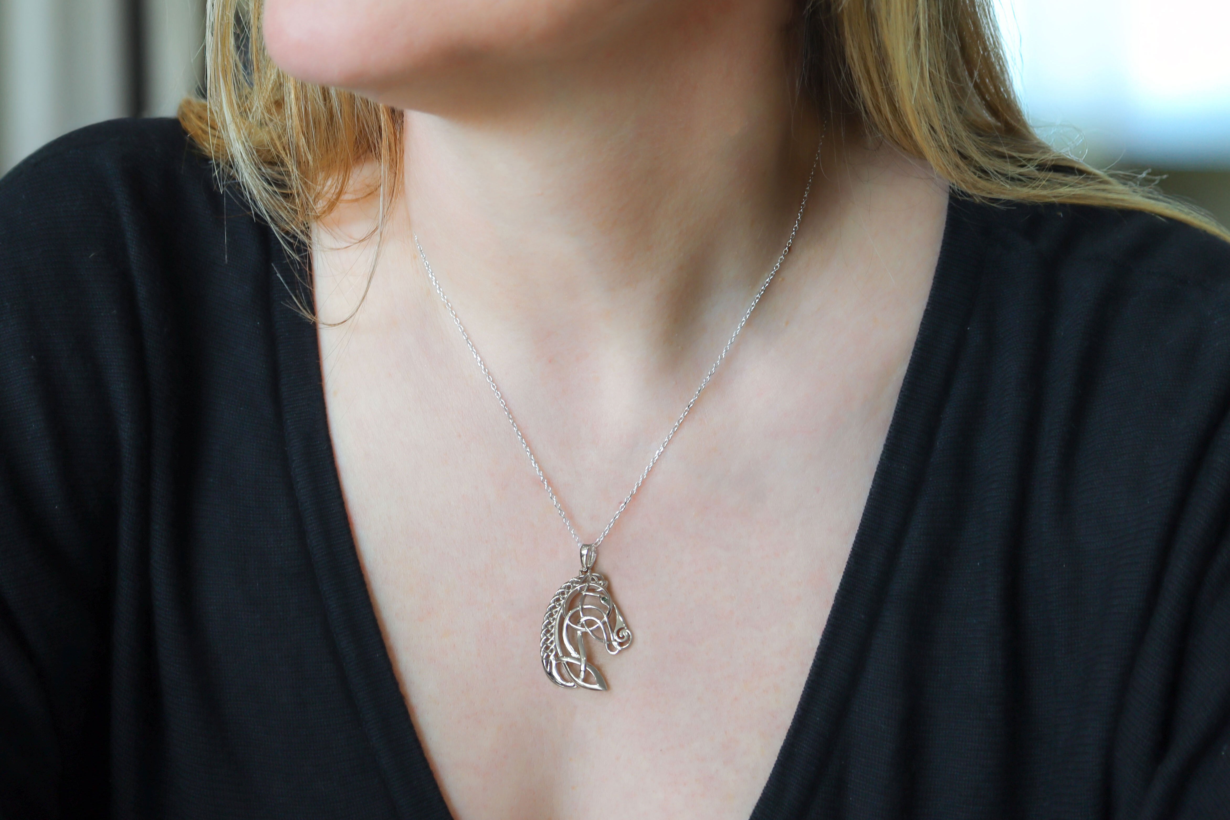 Celtic Horse Necklace Sku 25219 model