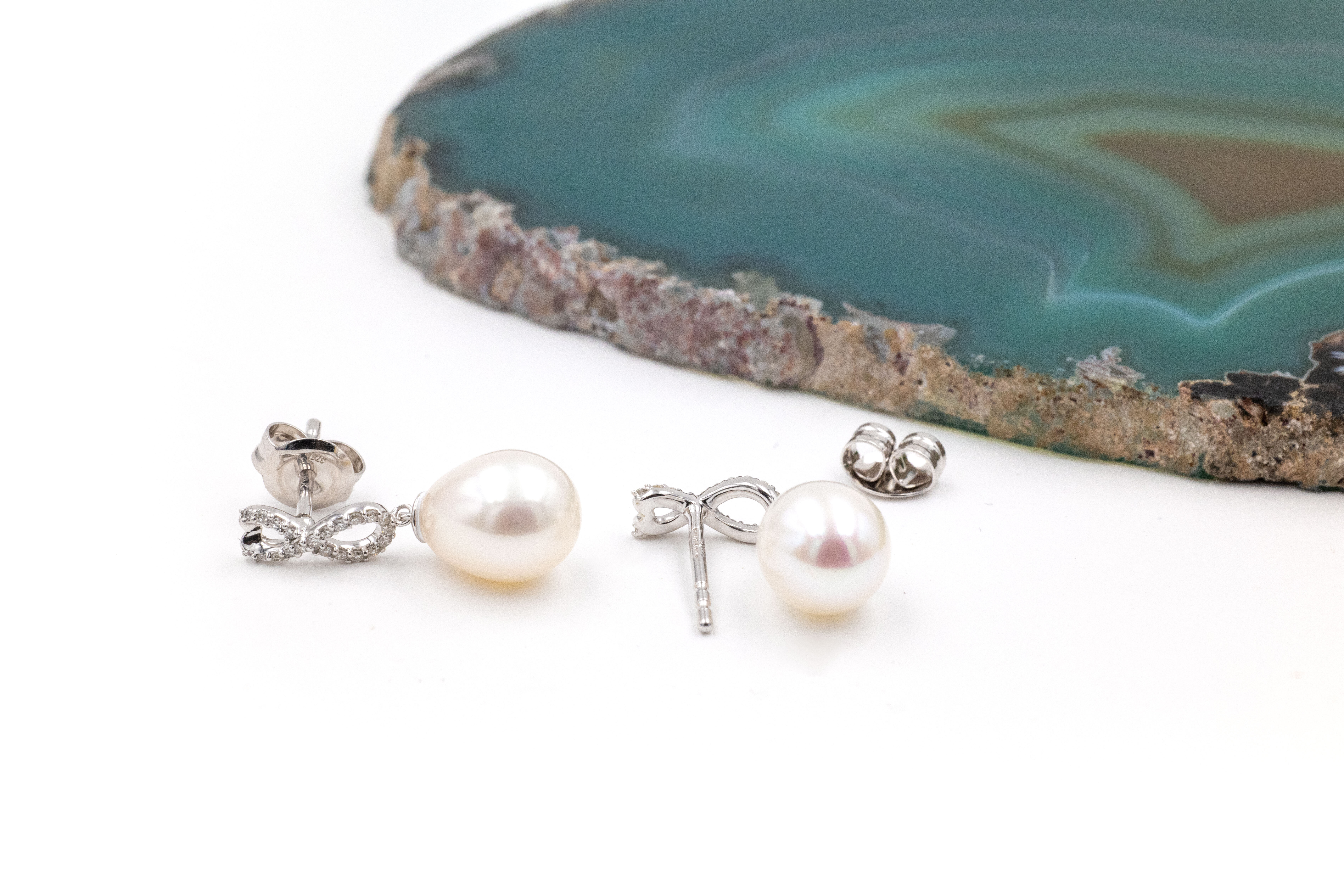 Genuine White Gold Celtic Knot Earrings With a Polished Finish For Women