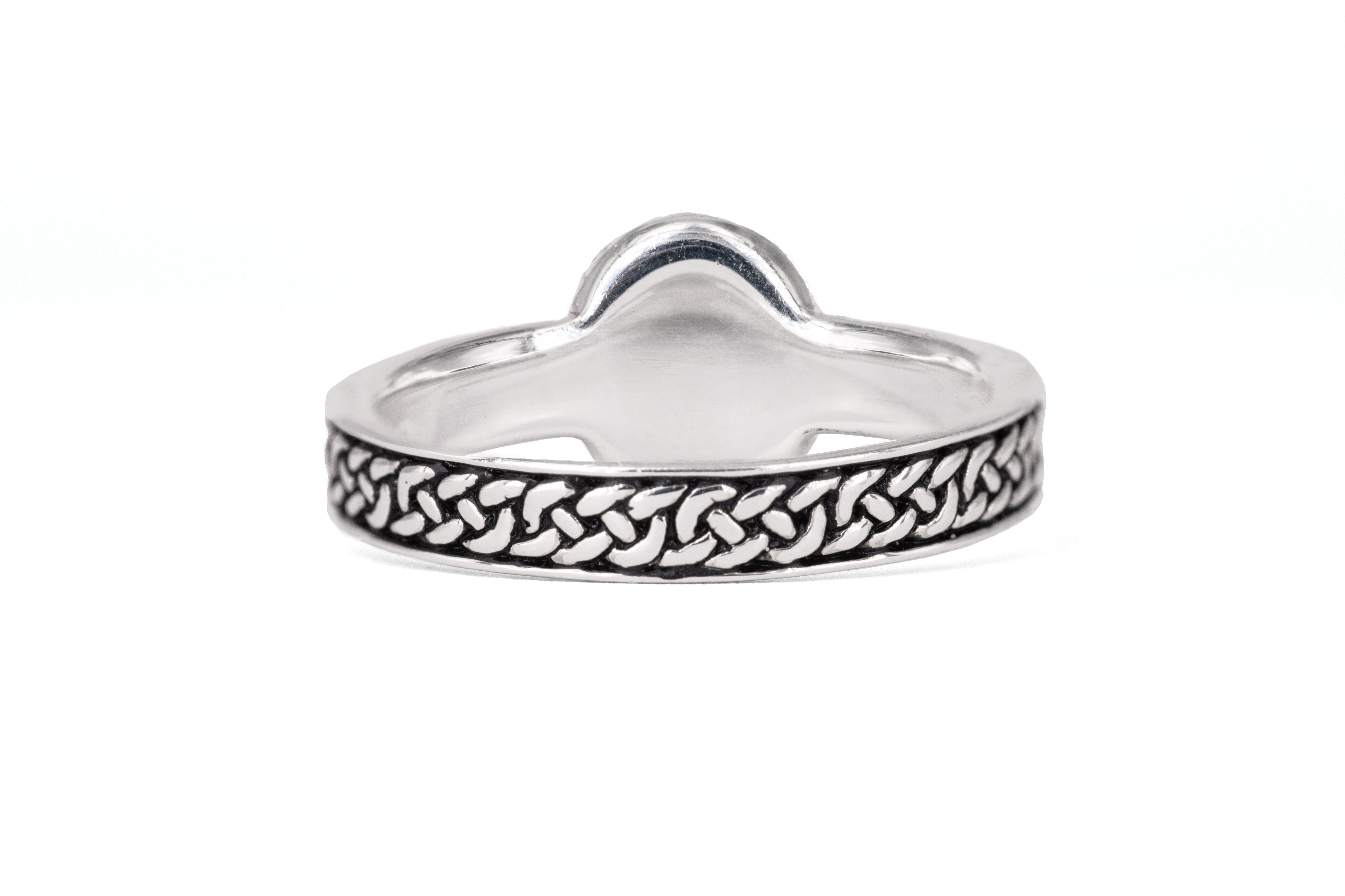 Womens Connemara Marble & Celtic Knot Ring in Sterling Silver With a Oxidized Finish