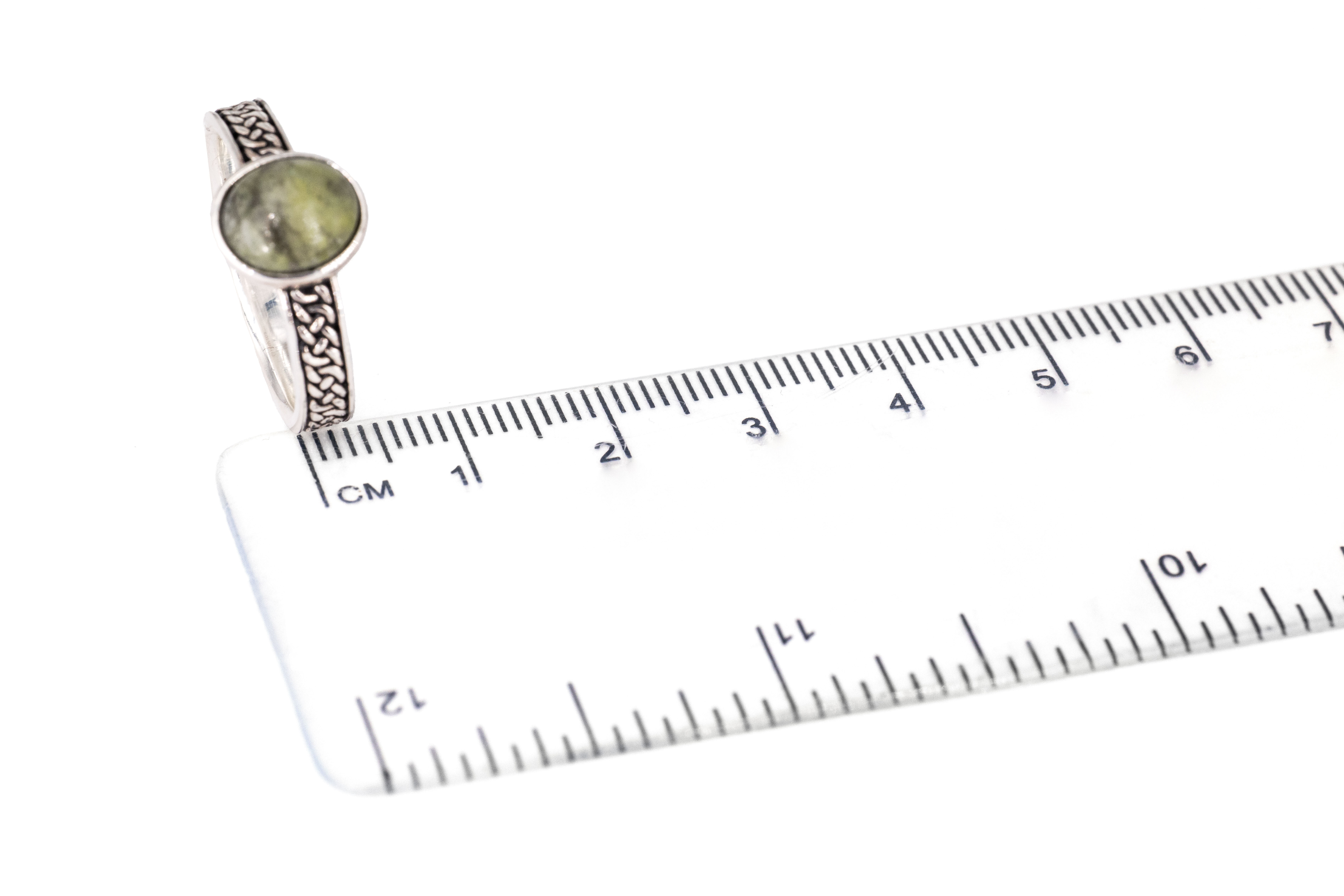 Womens Oxidized Connemara Marble & Celtic Knot Ring in Real Sterling Silver