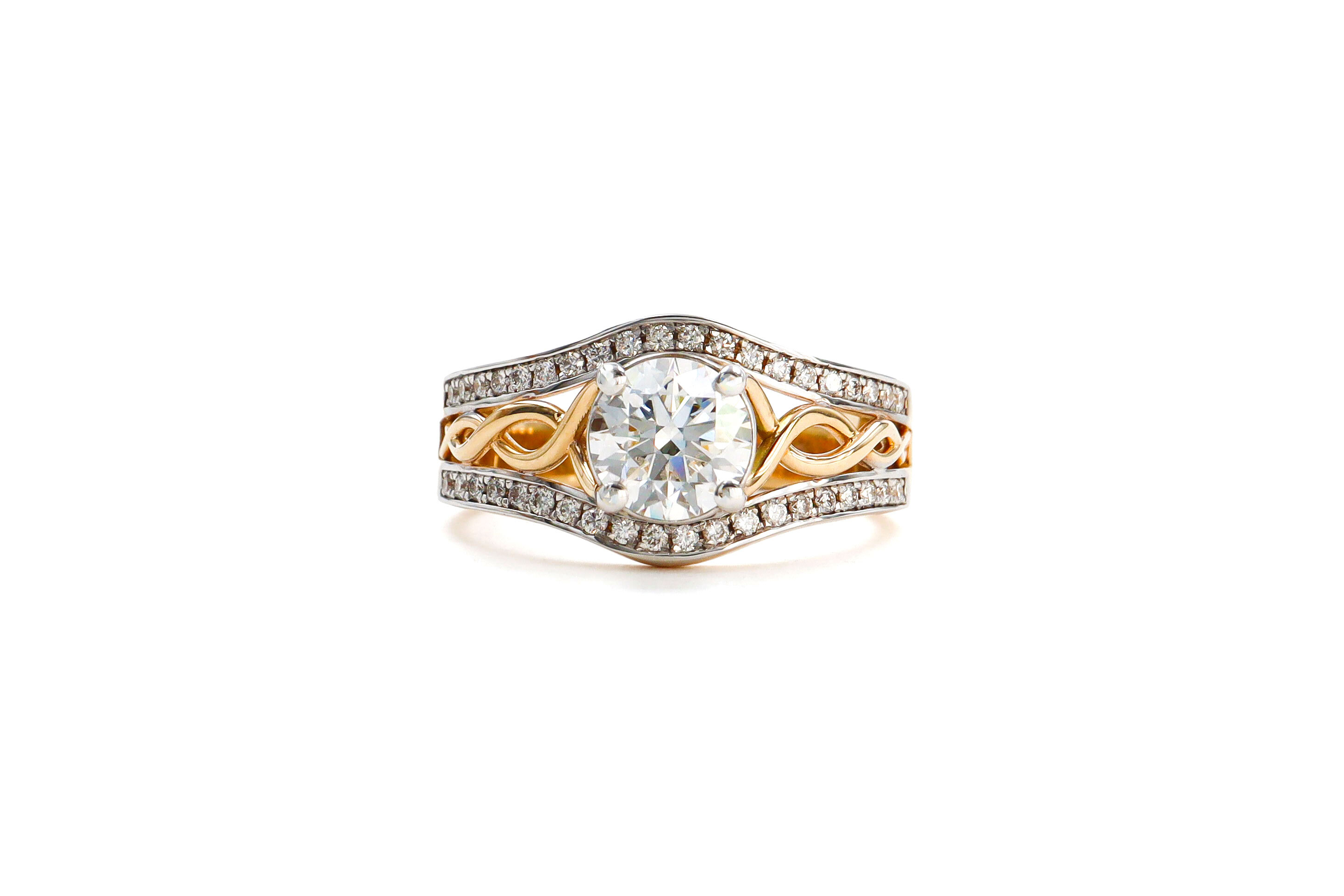 Striking Yellow Gold & White Gold Celtic Knot 1.00ct Lab Grown Diamond Engagement Ring With a Polished Finish For Women