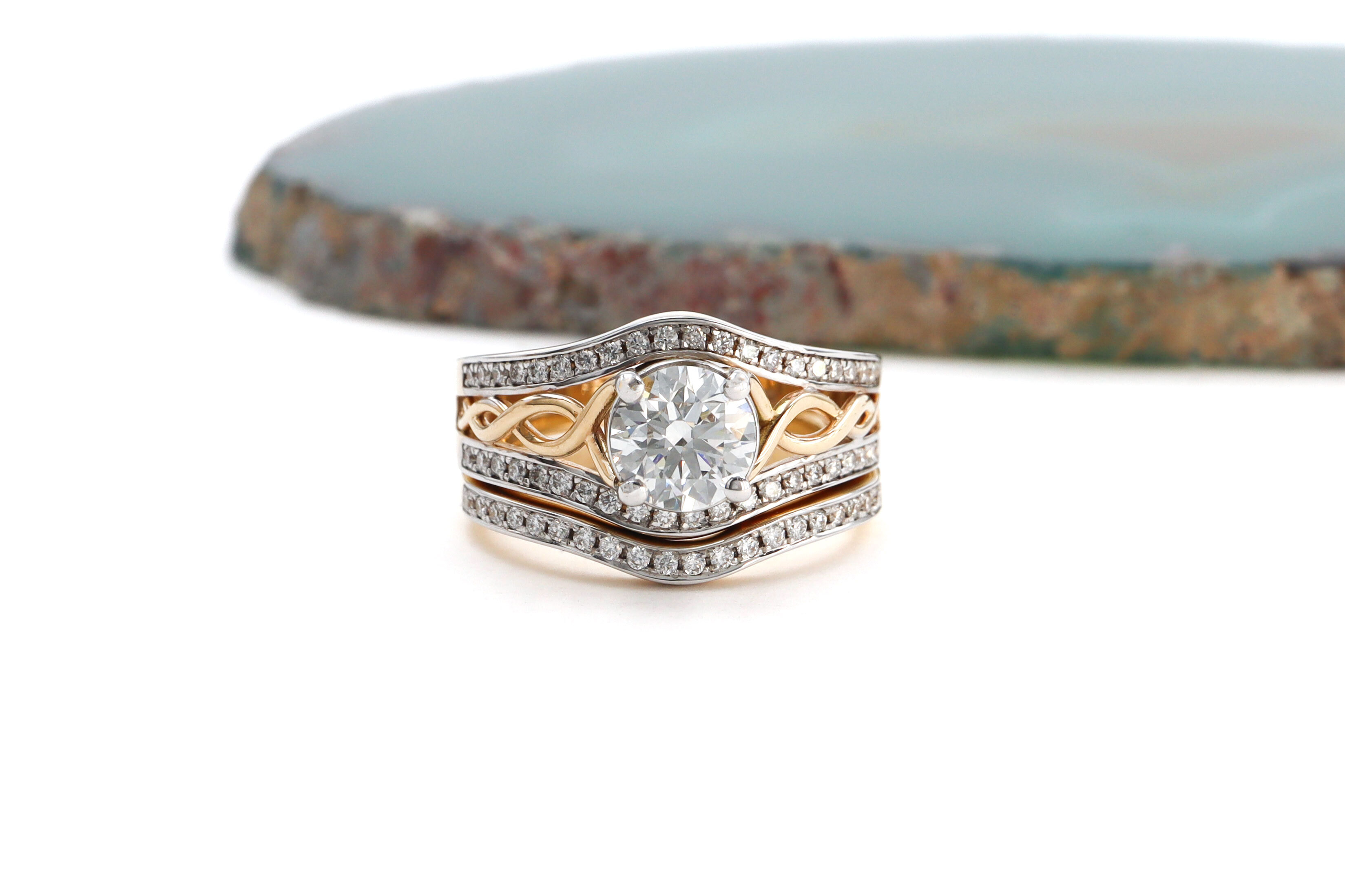 Womens Polished 14K Yellow Gold & White Gold Celtic Knot 1.00ct Lab Grown Diamond Engagement Ring