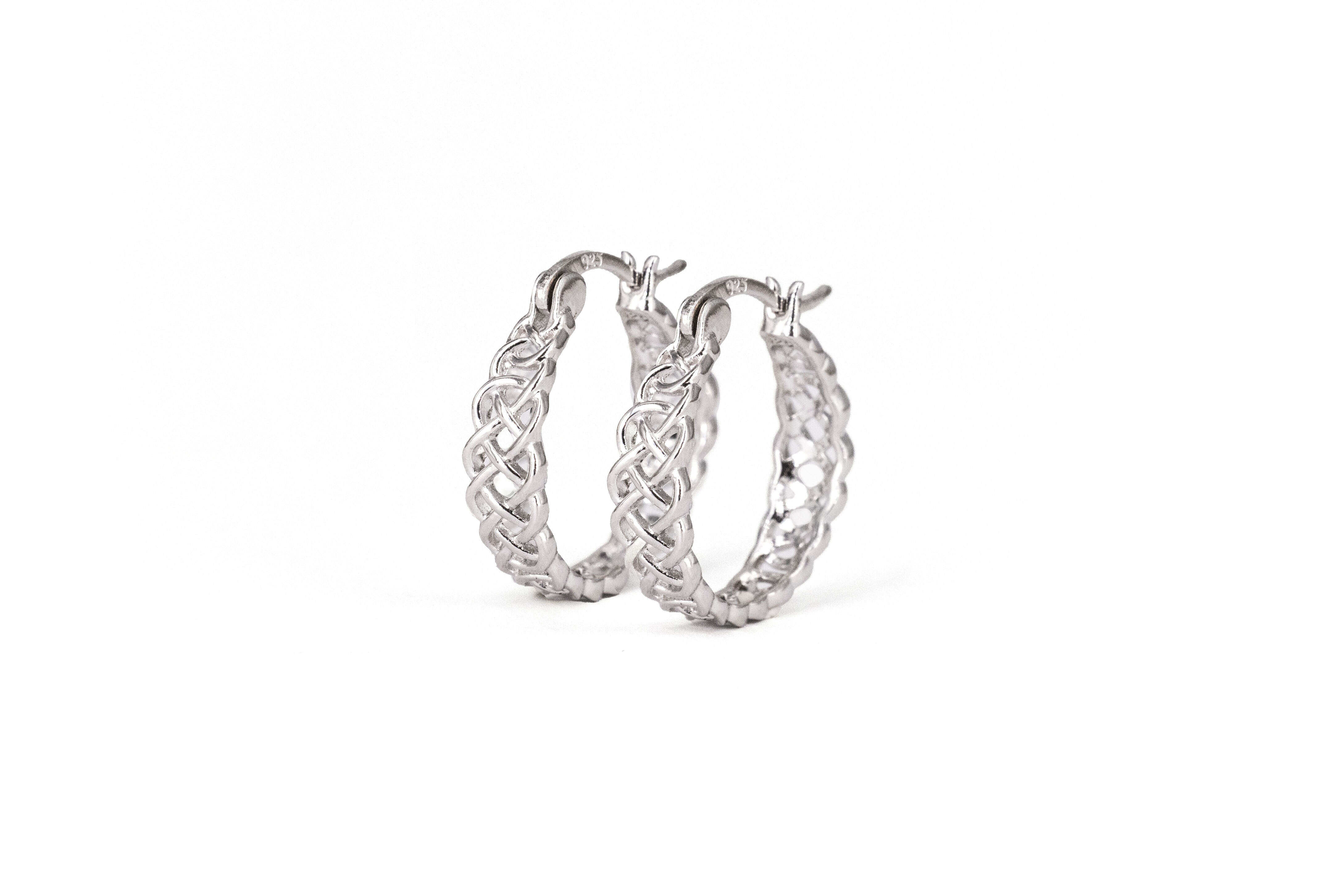 Womens Real Polished Sterling Silver Celtic Knot Earrings