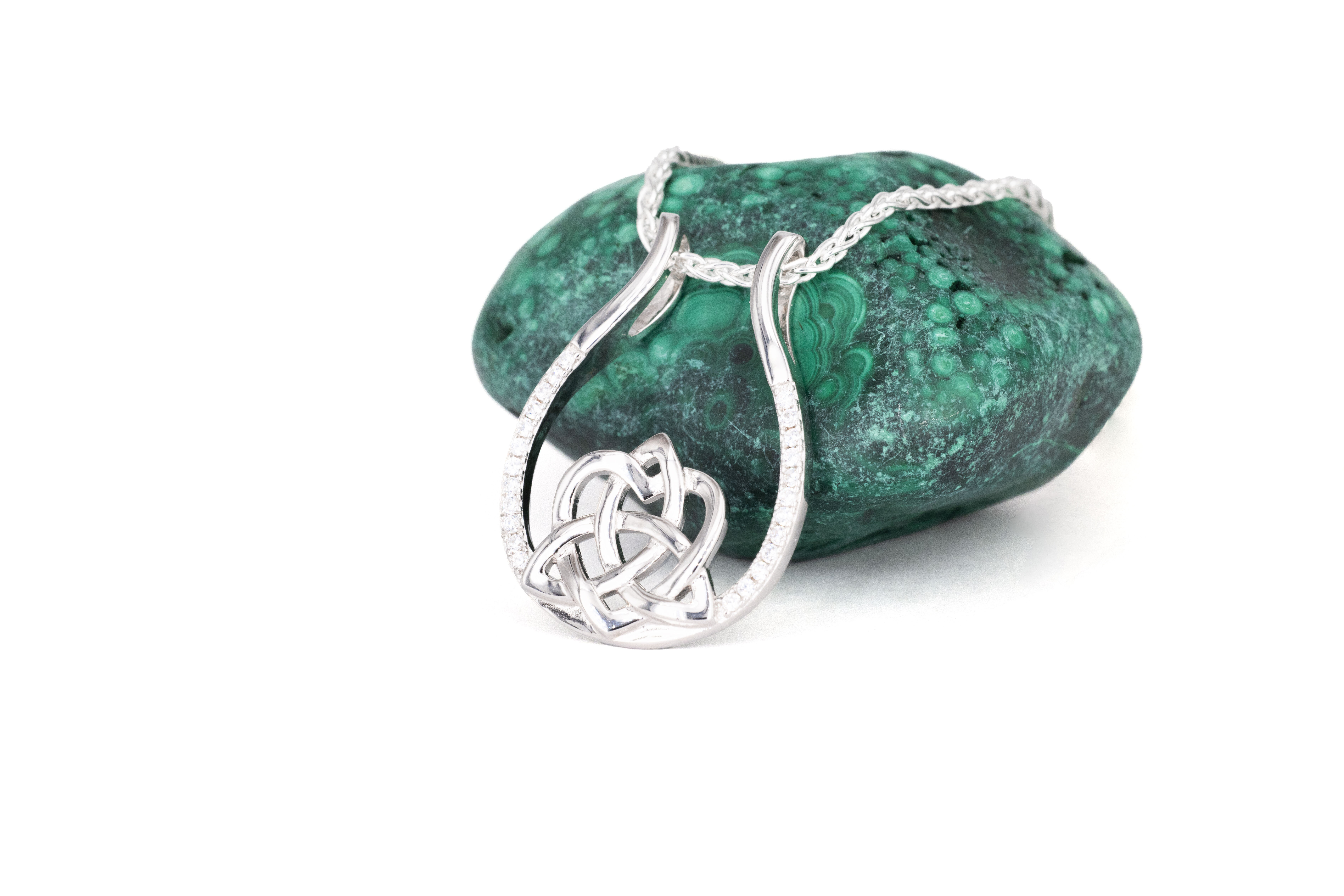 Womens Irish Polished Sterling Silver Celtic Knot Necklace