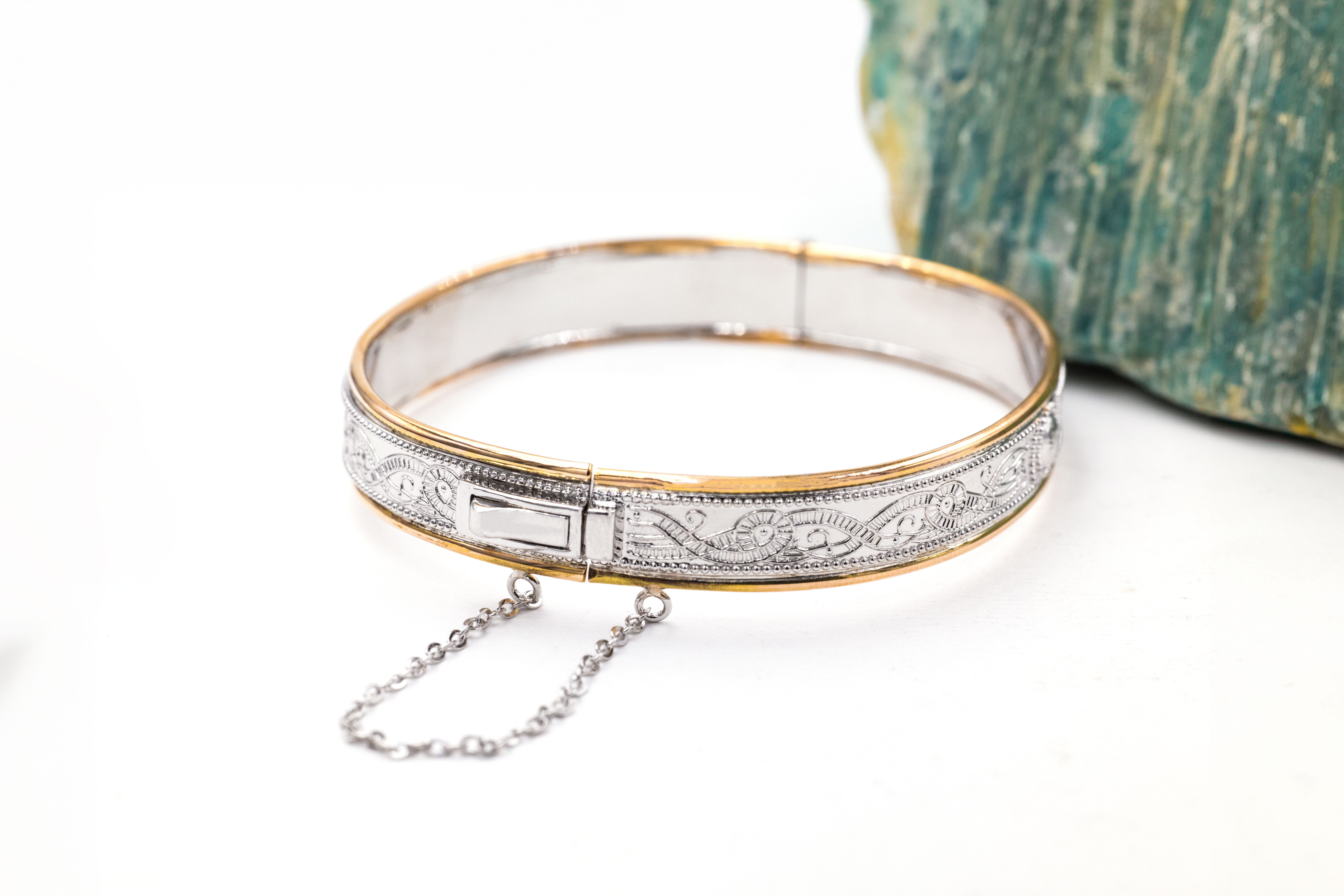 Irish Sterling Silver & Yellow Gold Celtic Warrior Bracelet For Women