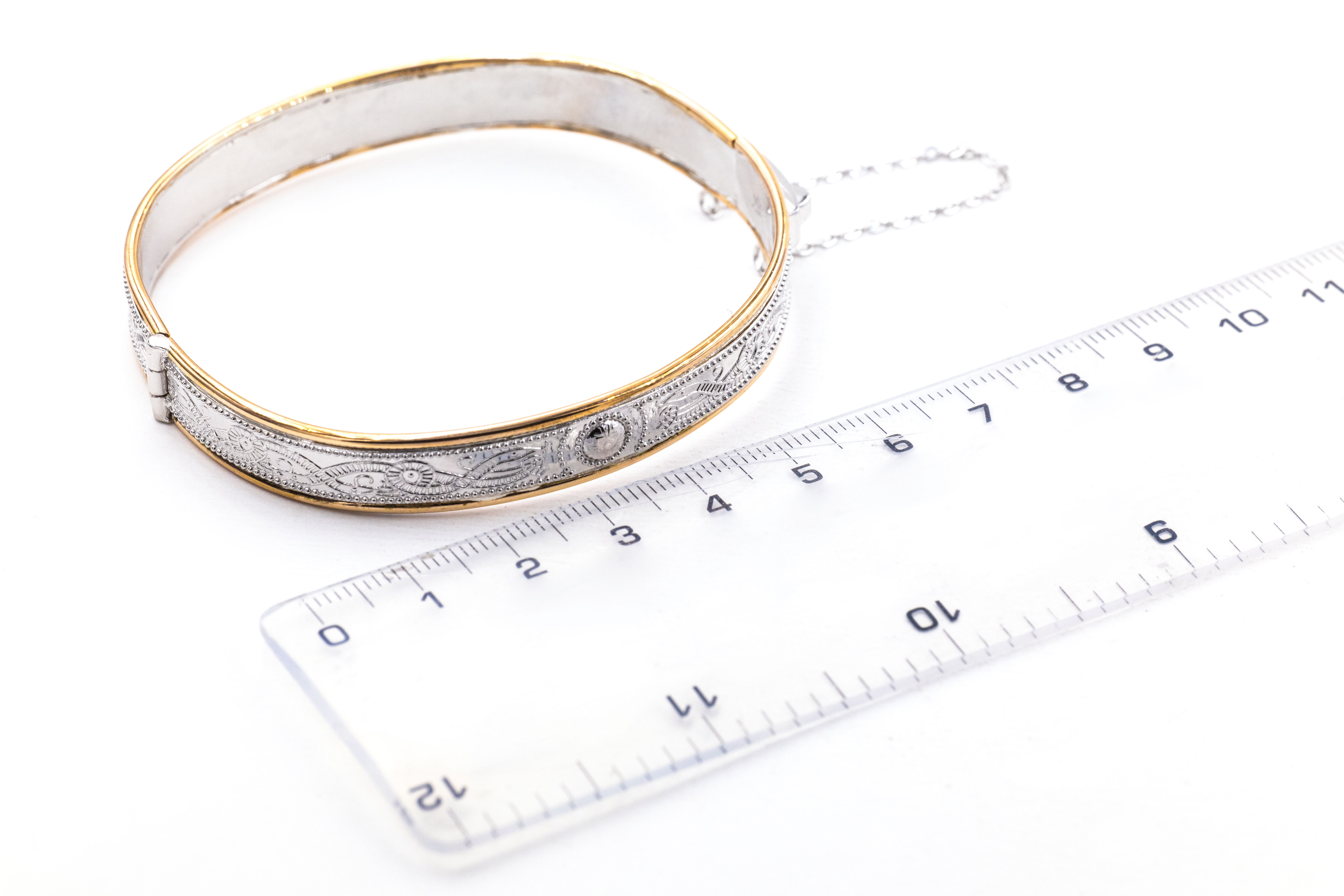 Irish Sterling Silver & Yellow Gold Celtic Warrior Bracelet For Women. Picture For Scale.