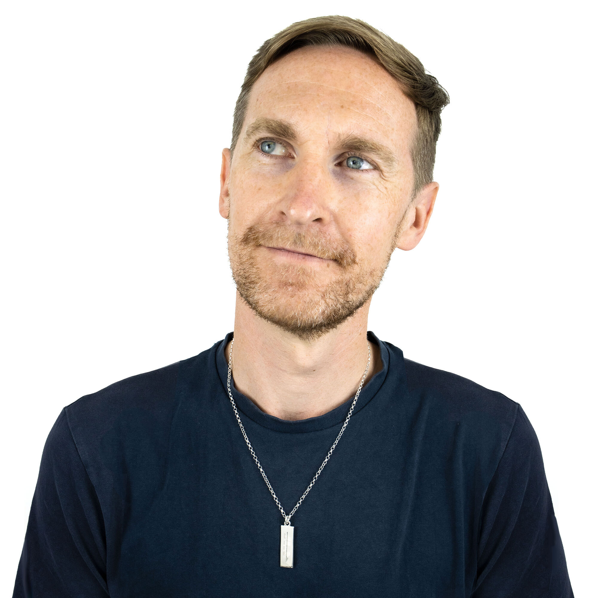 Customizable Sterling Silver Ogham Personalizable Necklace - Model Photo